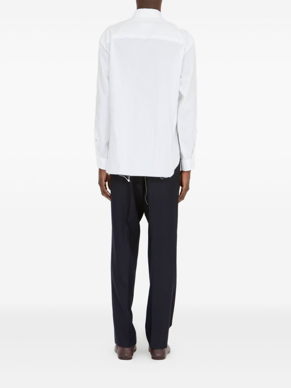 long-sleeved frayed-hem shirt - 3