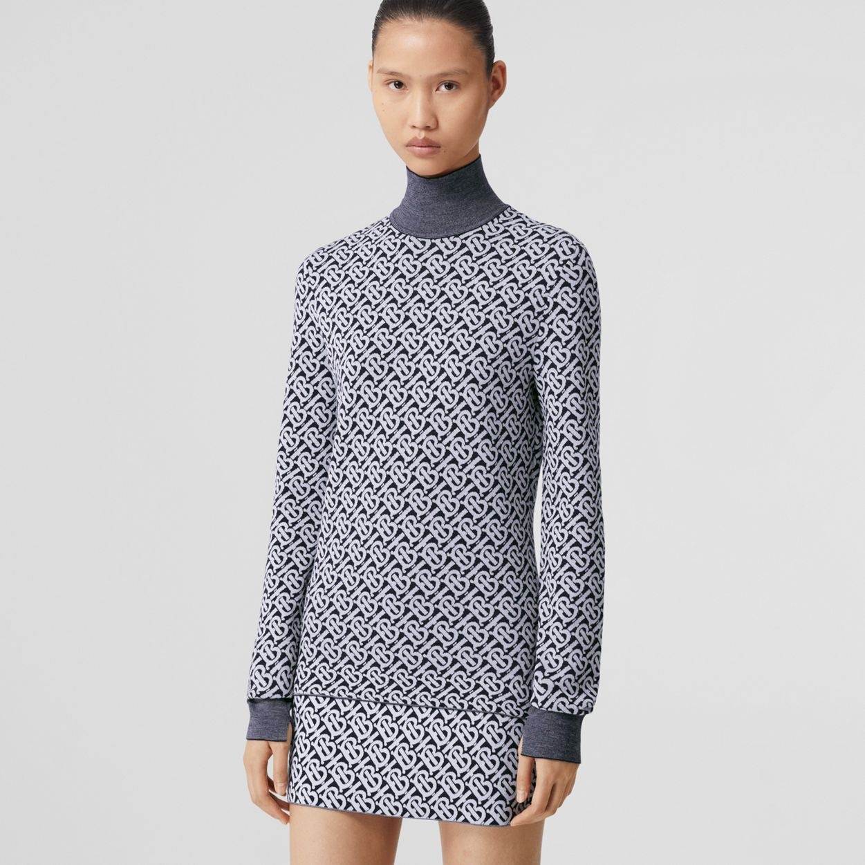 Monogram Wool Jacquard Turtleneck Sweater - 2