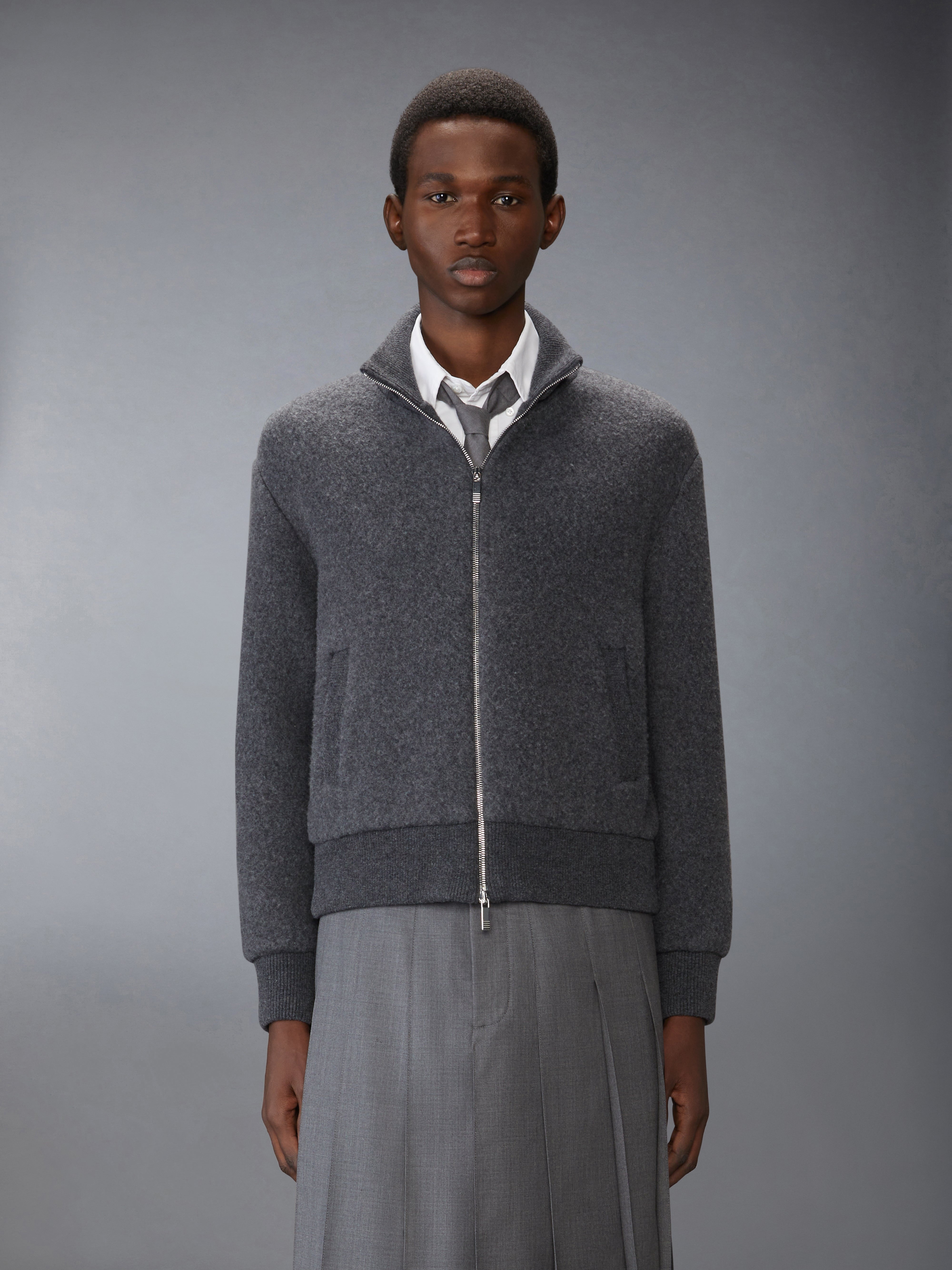 WOOL FLEECE FUNNEL NECK ZIP UP JACKET - 2