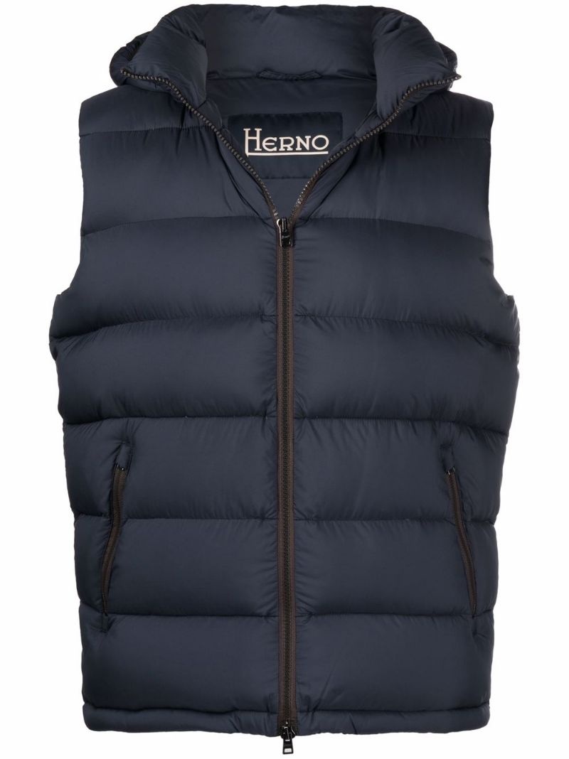 quilted hooded gilet - 1