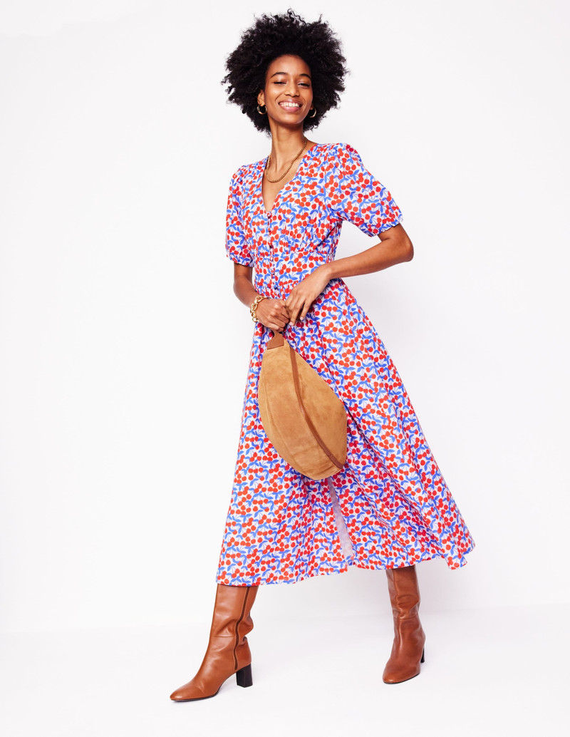 Lillian Cotton Midi Dress-Chalk Pink, Cherry Cascade 6