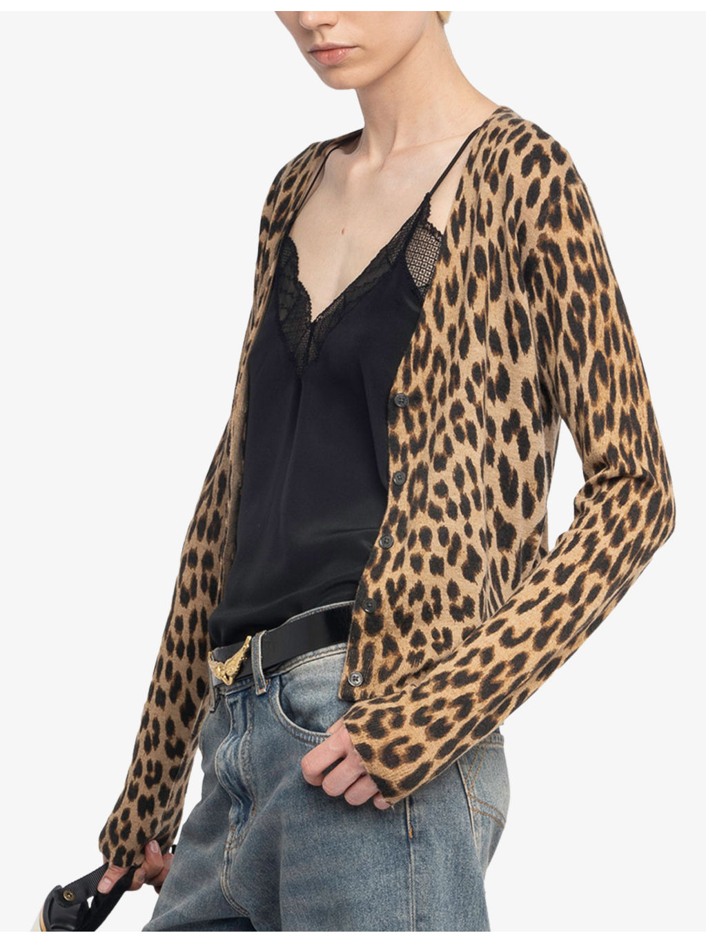 Manala Leopard-Print Long-Sleeve Cashmere Cardigan - 4
