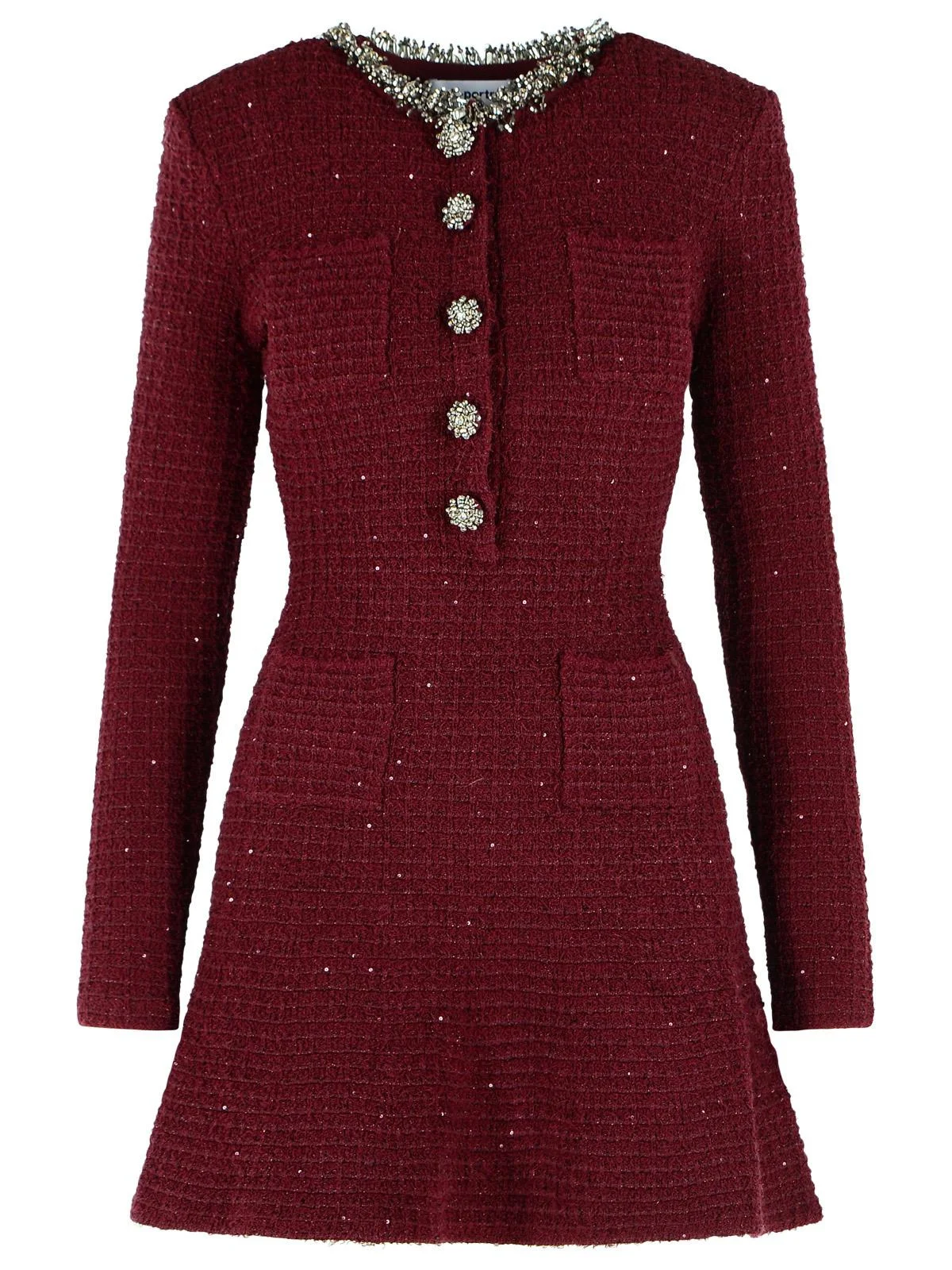Self-Portrait Burgundy Cotton Blend Mini Dress - 1