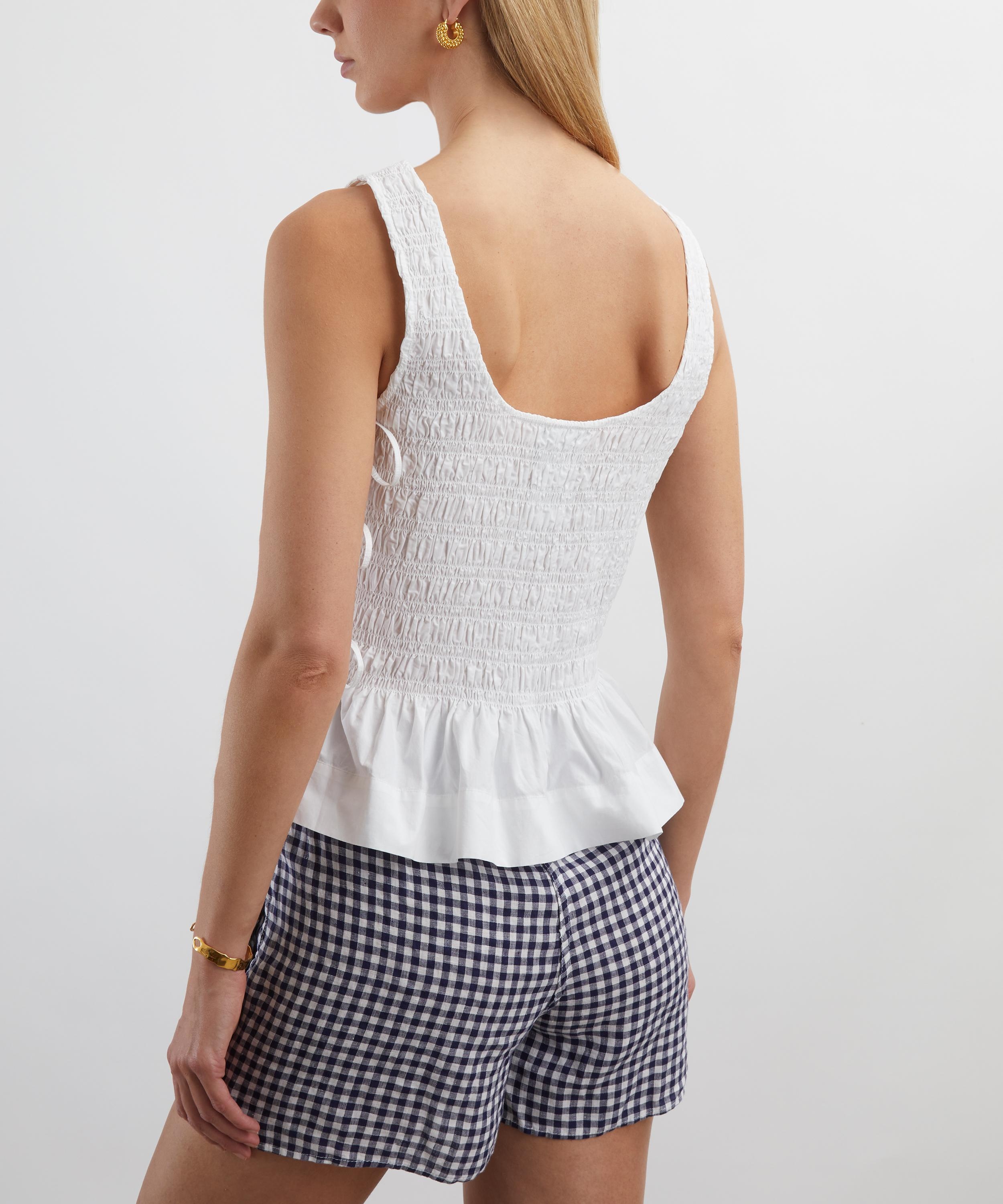 White Cotton Smock Tie Top - 4