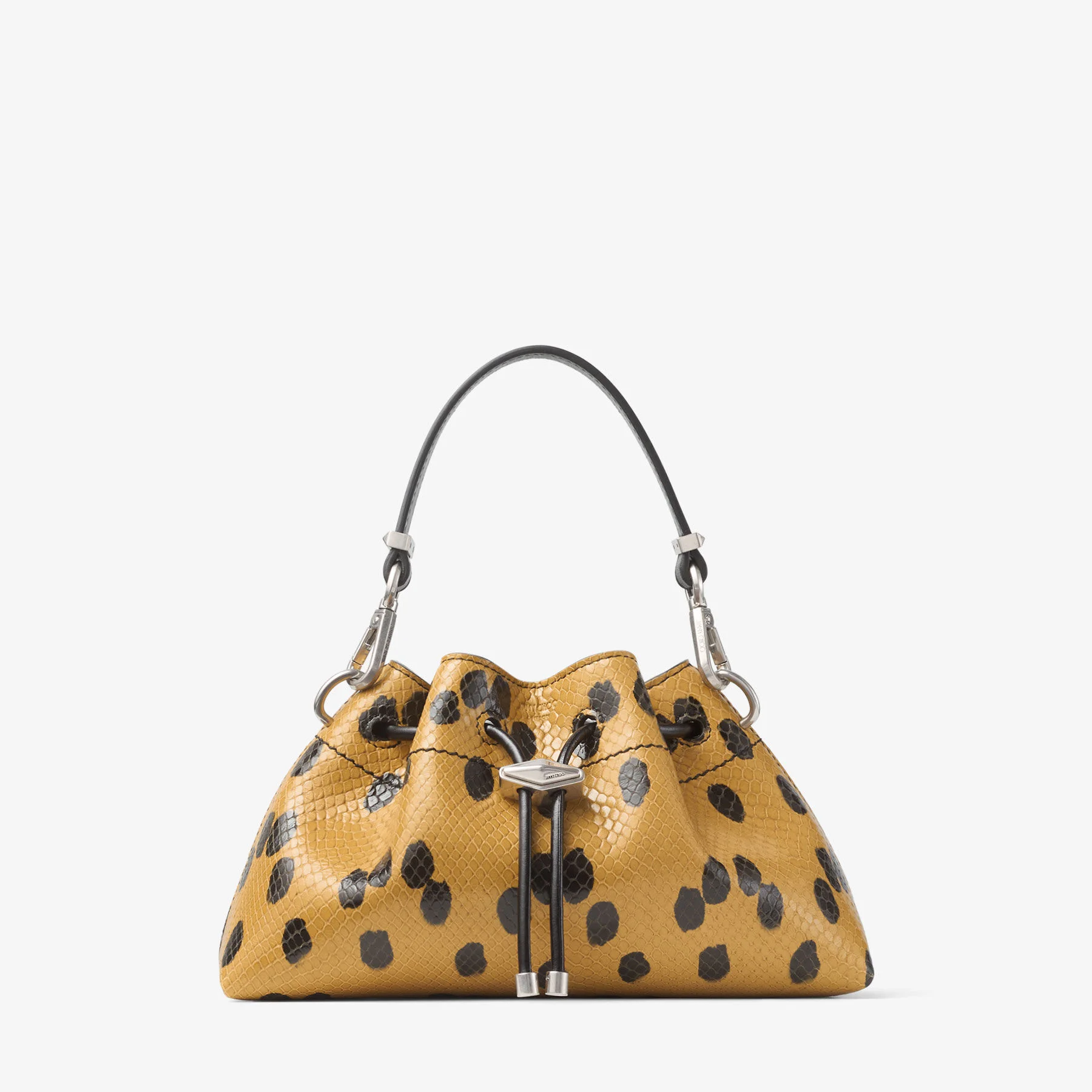 null Cigar and Black Spotted Elaphe Printed Leather Shoulder Bag - 1