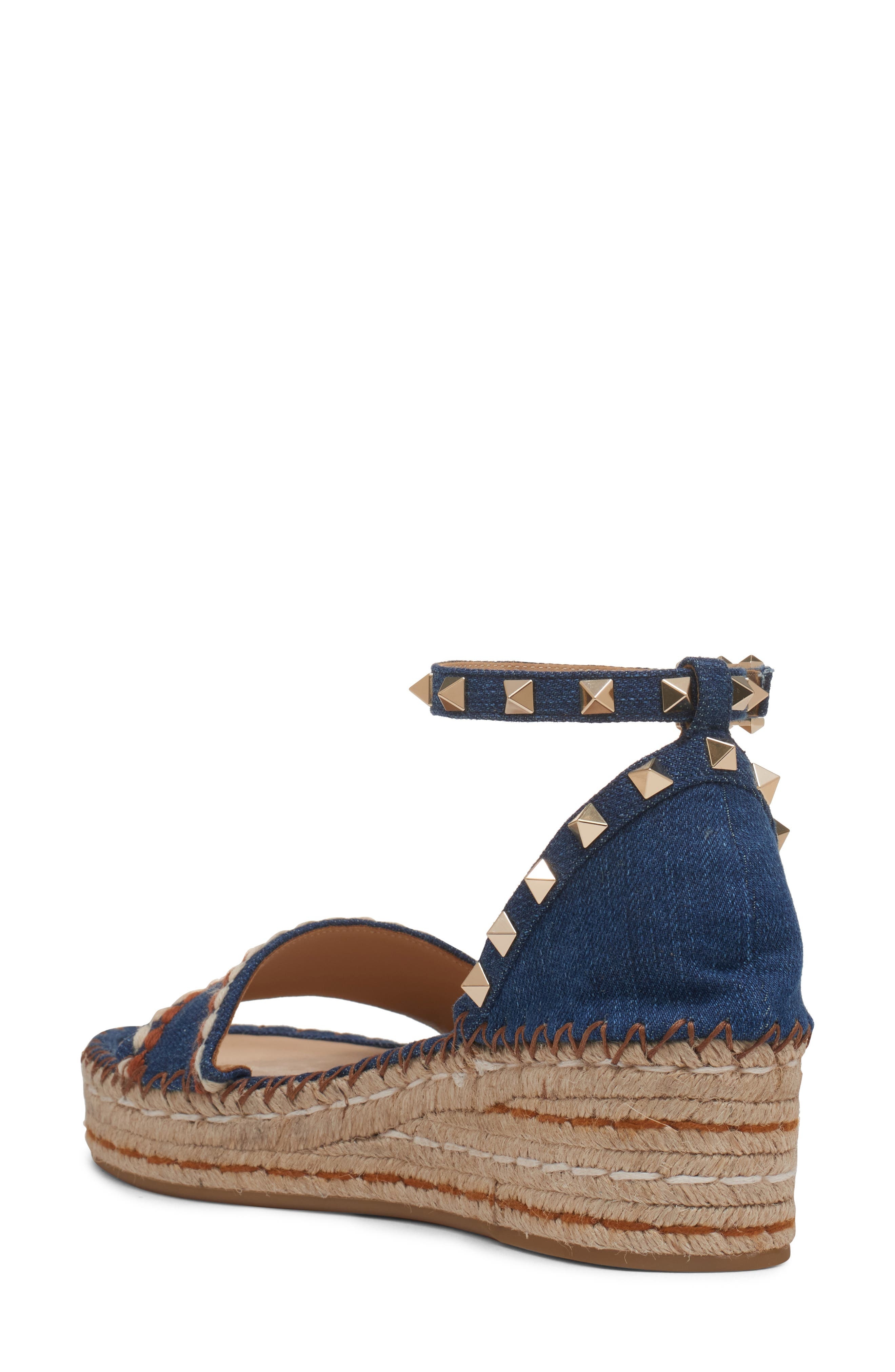 Valentino Garavani Rockstud Espadrille Wedge Sandal in Bright Blue at Nordstrom - 2
