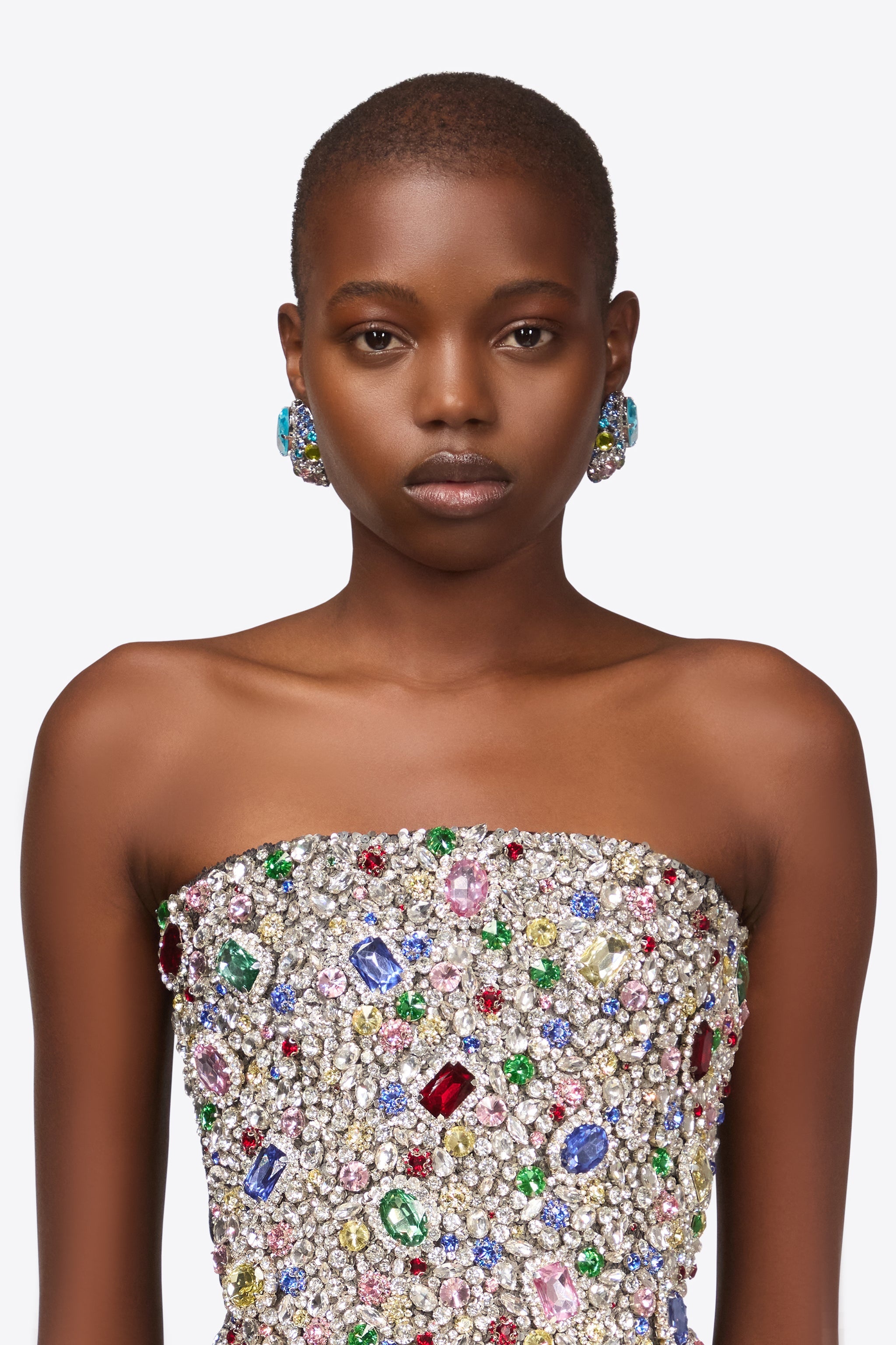 CRYSTAL GEMSTONE CLUSTER EARRINGS - 2