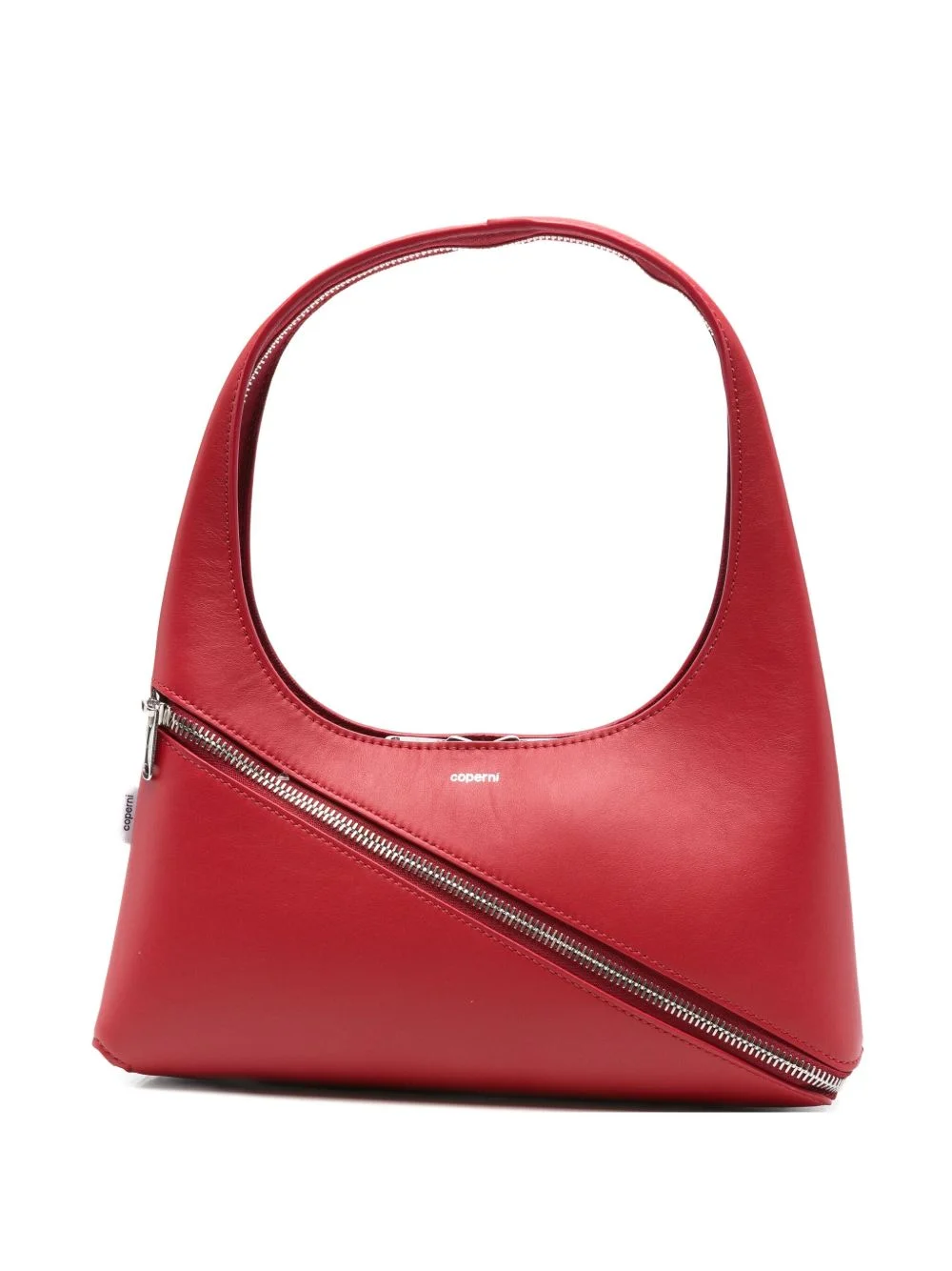 diagonal-zip leather shoulder bag - 1
