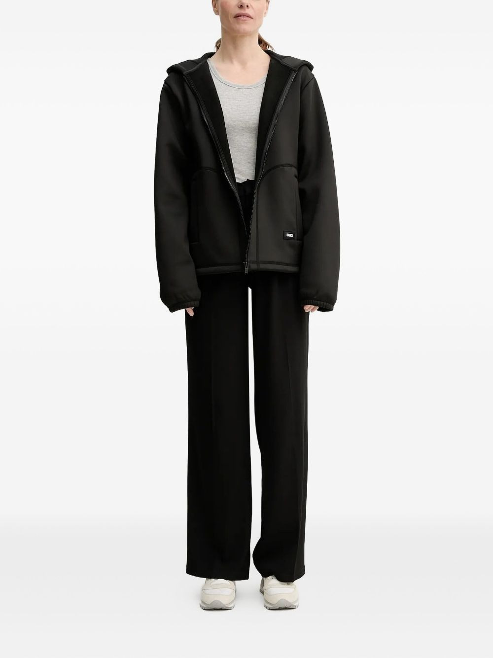 elastic-cuffs zip-up hoodie - 2