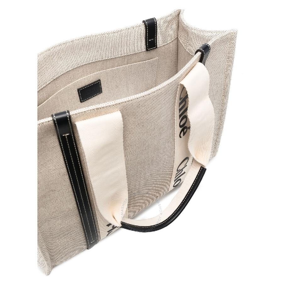 Chloe Medium Woody Linen Logo Tote Bag - 3