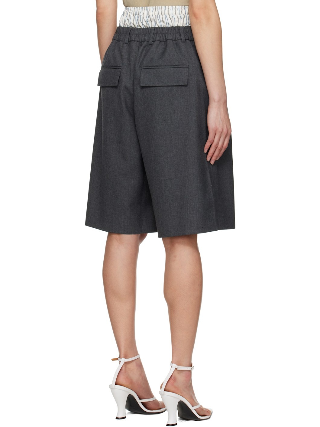 Gray Regenerated Tailoring Shorts - 3