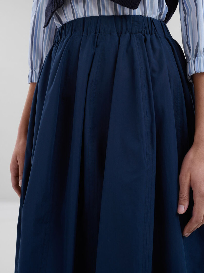 BLUE ORGANIC POPLIN ELASTICATED MIDI SKIRT 4