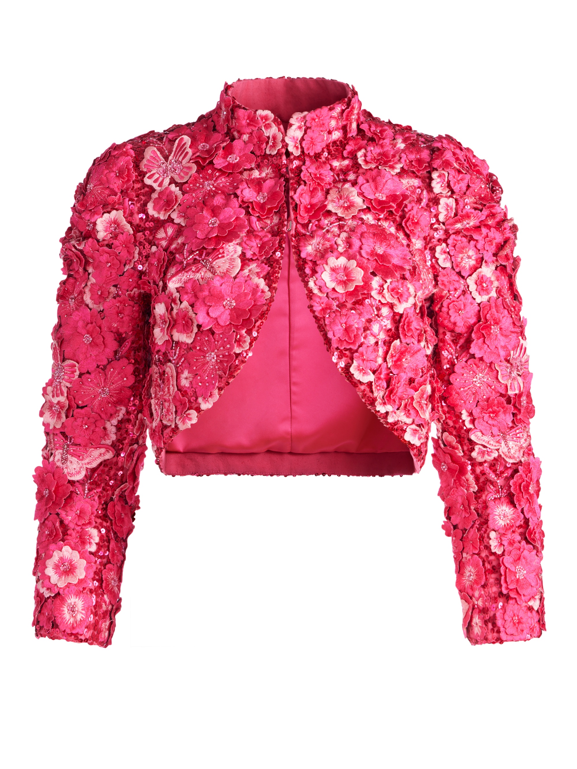 LORNA CROPPED FLORAL APPLIQUE JACKET - 1