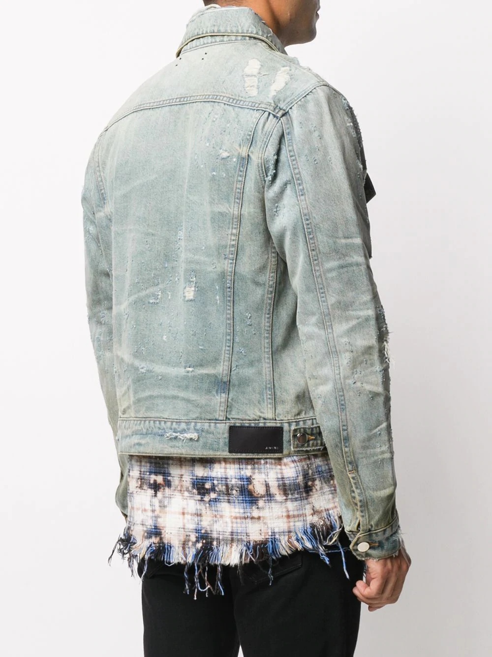 distressed light wash denim jacket - 4