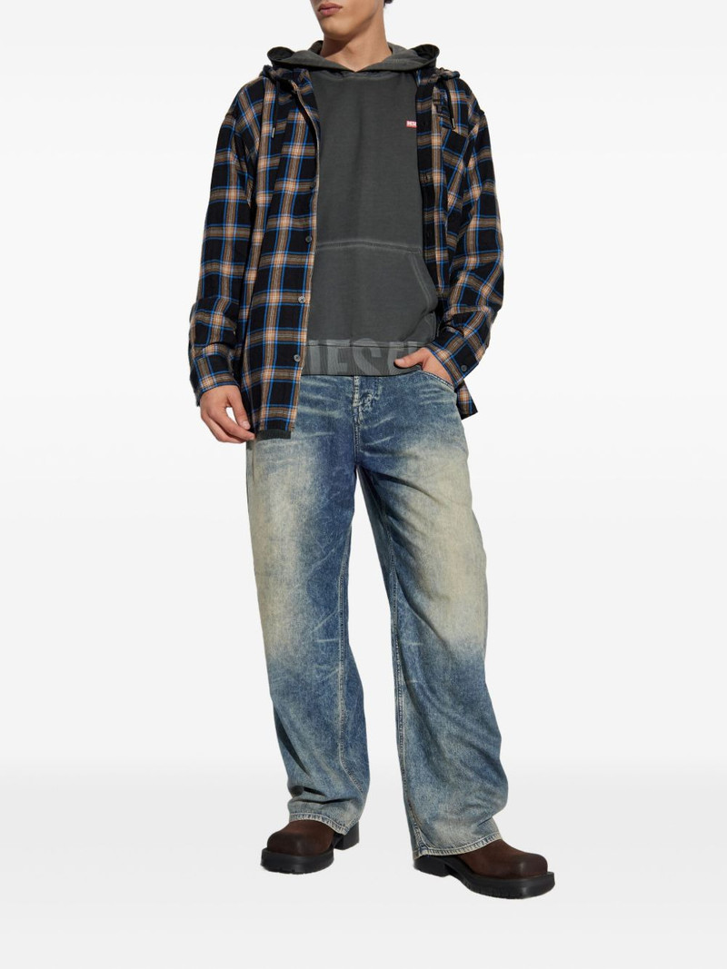 Diesel S-Dewny-Hood-Ajfi hooded checked shirt outlook