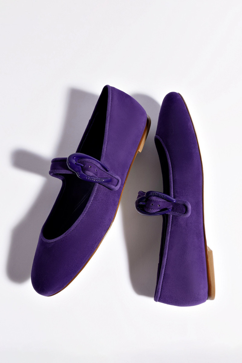 Larroudé Verona Ballet Flat In Eggplant Suede outlook