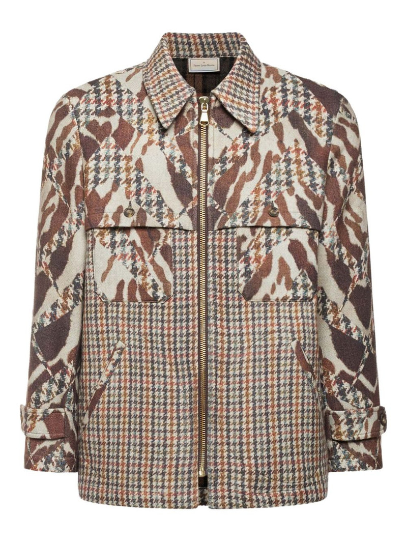houndstooth-patterned patchwork jacket 1