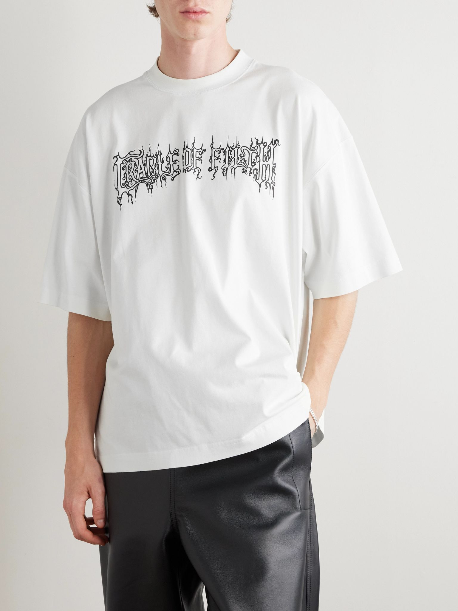 Printed Cotton-Jersey T-Shirt White - 3