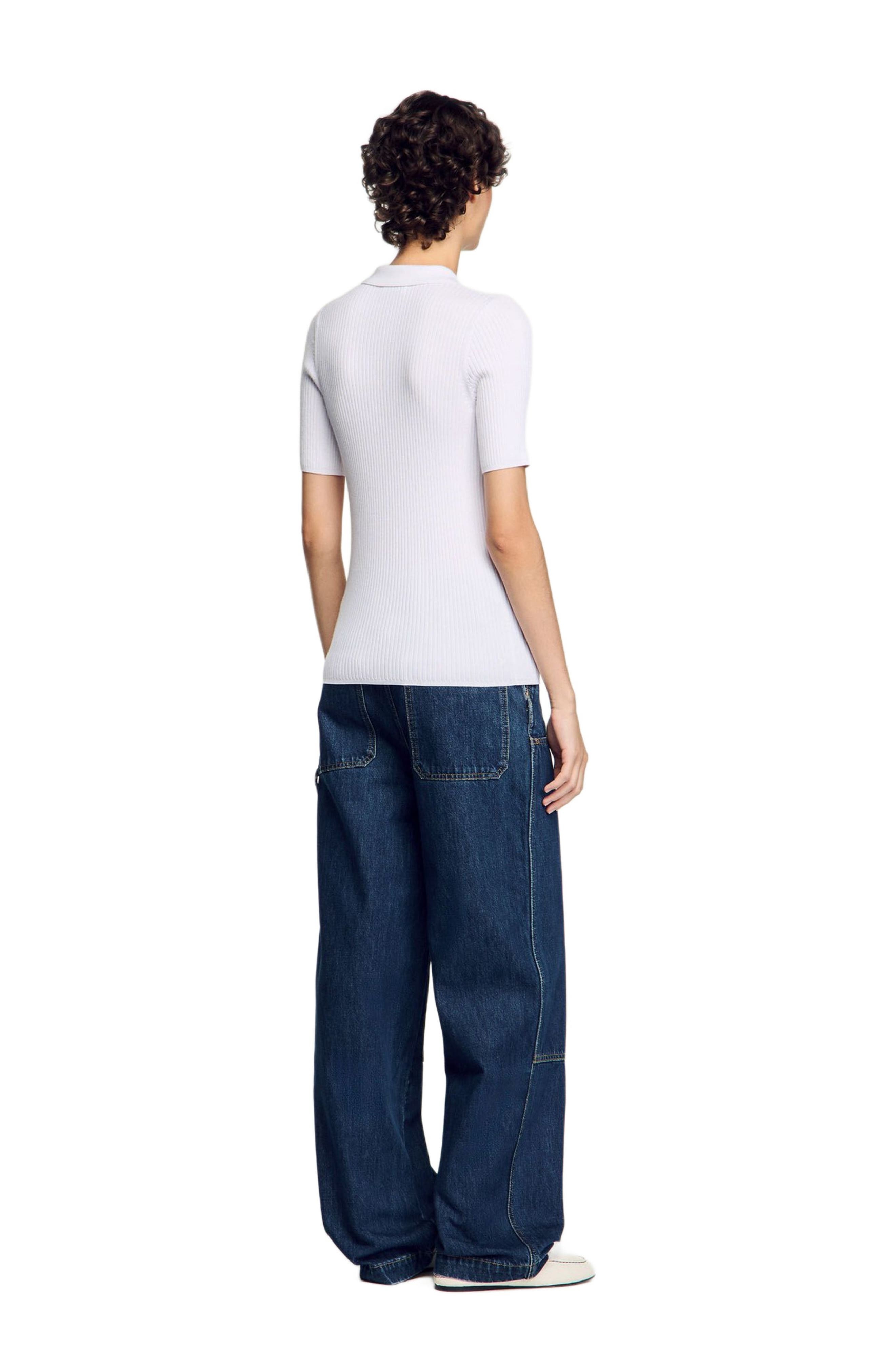 SANDRO Rib knit cardigan in White at Nordstrom - 2