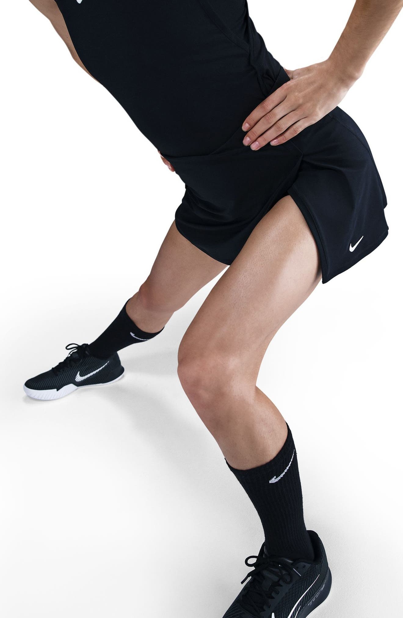 Nike Victory Dri-FIT Straight Tennis Skort in 010 Black/white at Nordstrom - 5