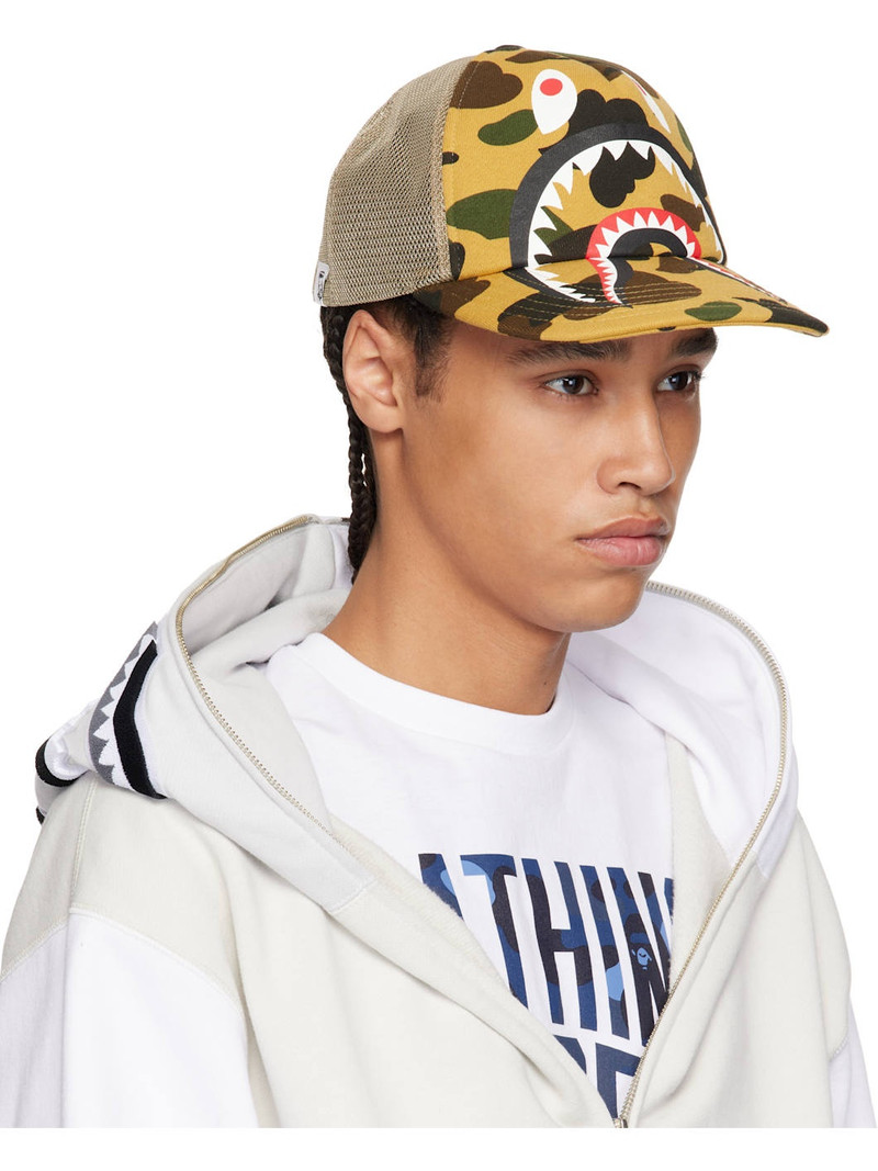 A BATHING APE® Yellow & Beige 1st Camo Shark Mesh Cap outlook