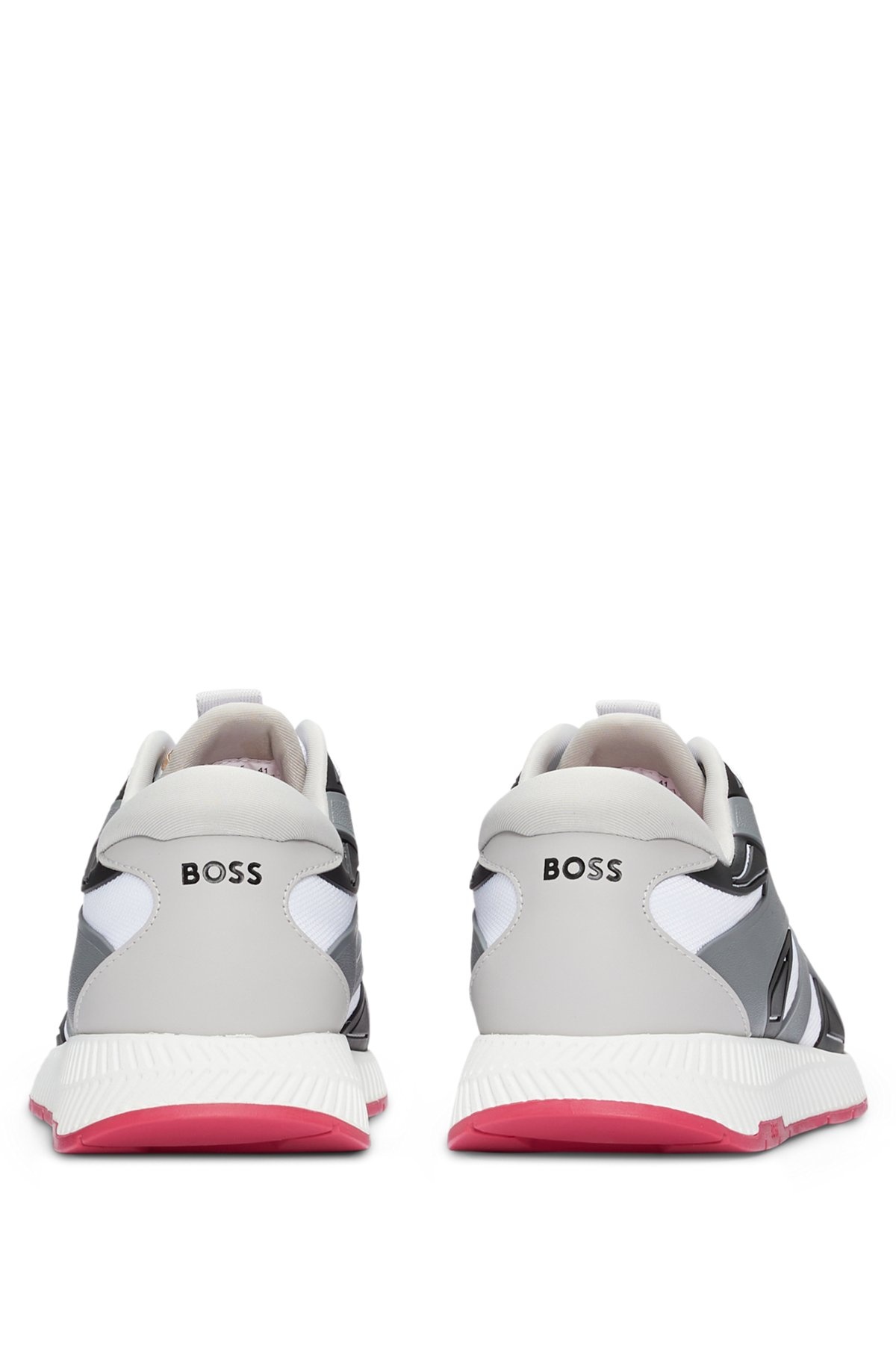 MIXED-MATERIAL LACE-UP TRAINERS WITH TONAL BRANDING - 5