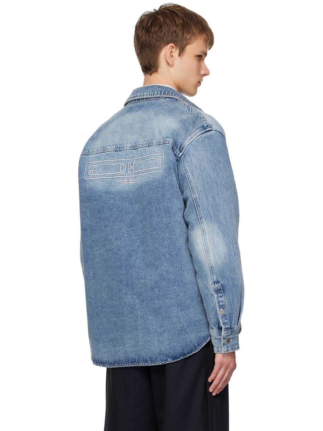 Blue Washed Back Logo Denim Shirt - 3