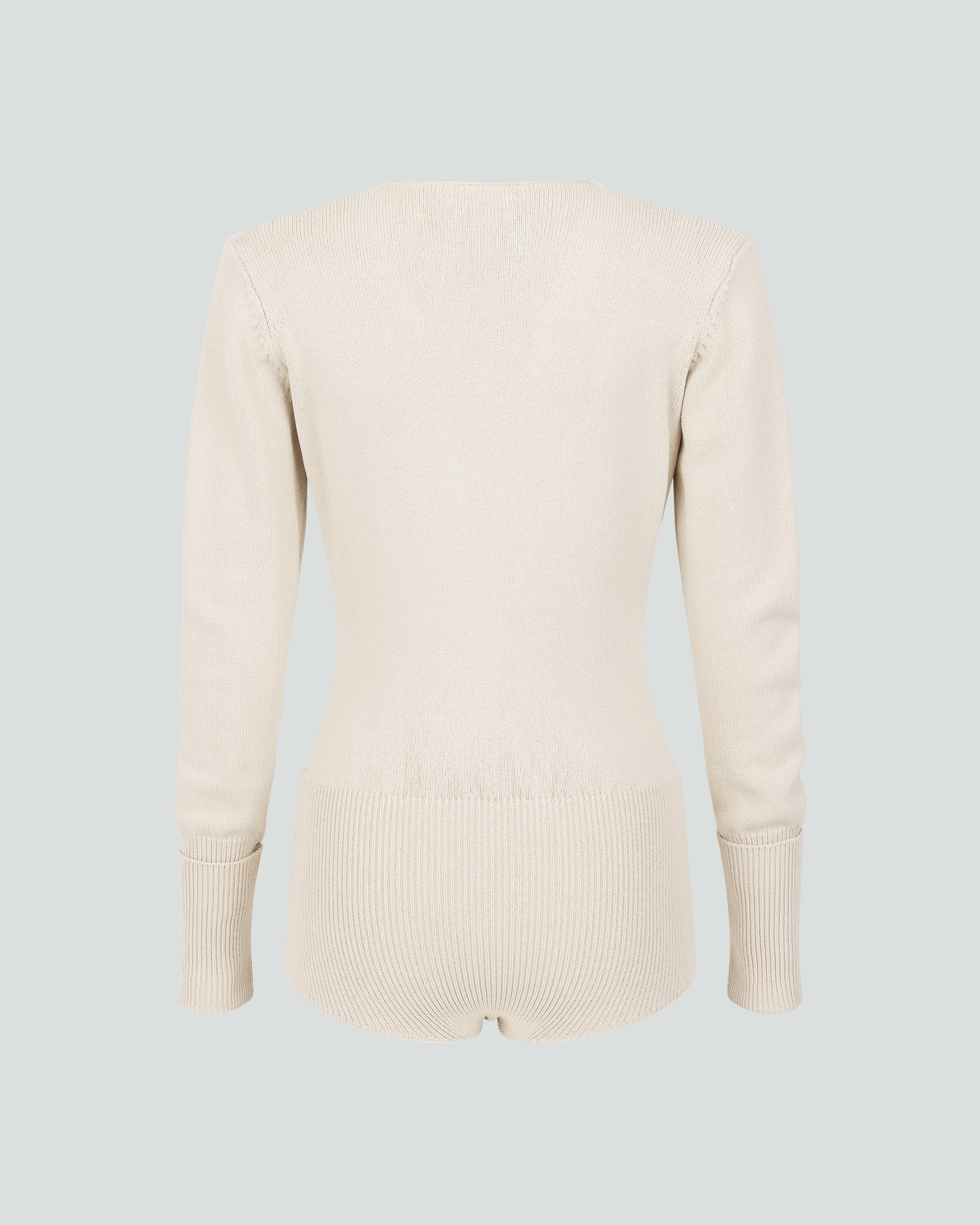 DEEP V KNIT BODYSUIT SAND - 2