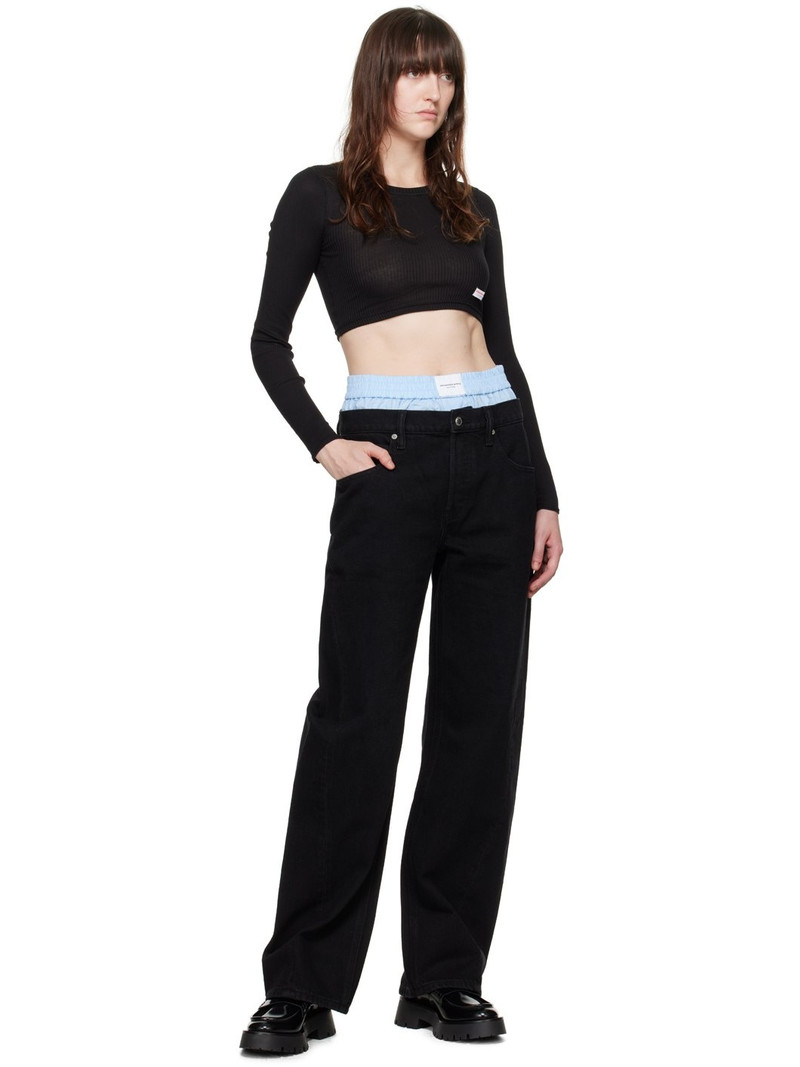 Alexander Wang Black Cropped Long Sleeve T-Shirt outlook