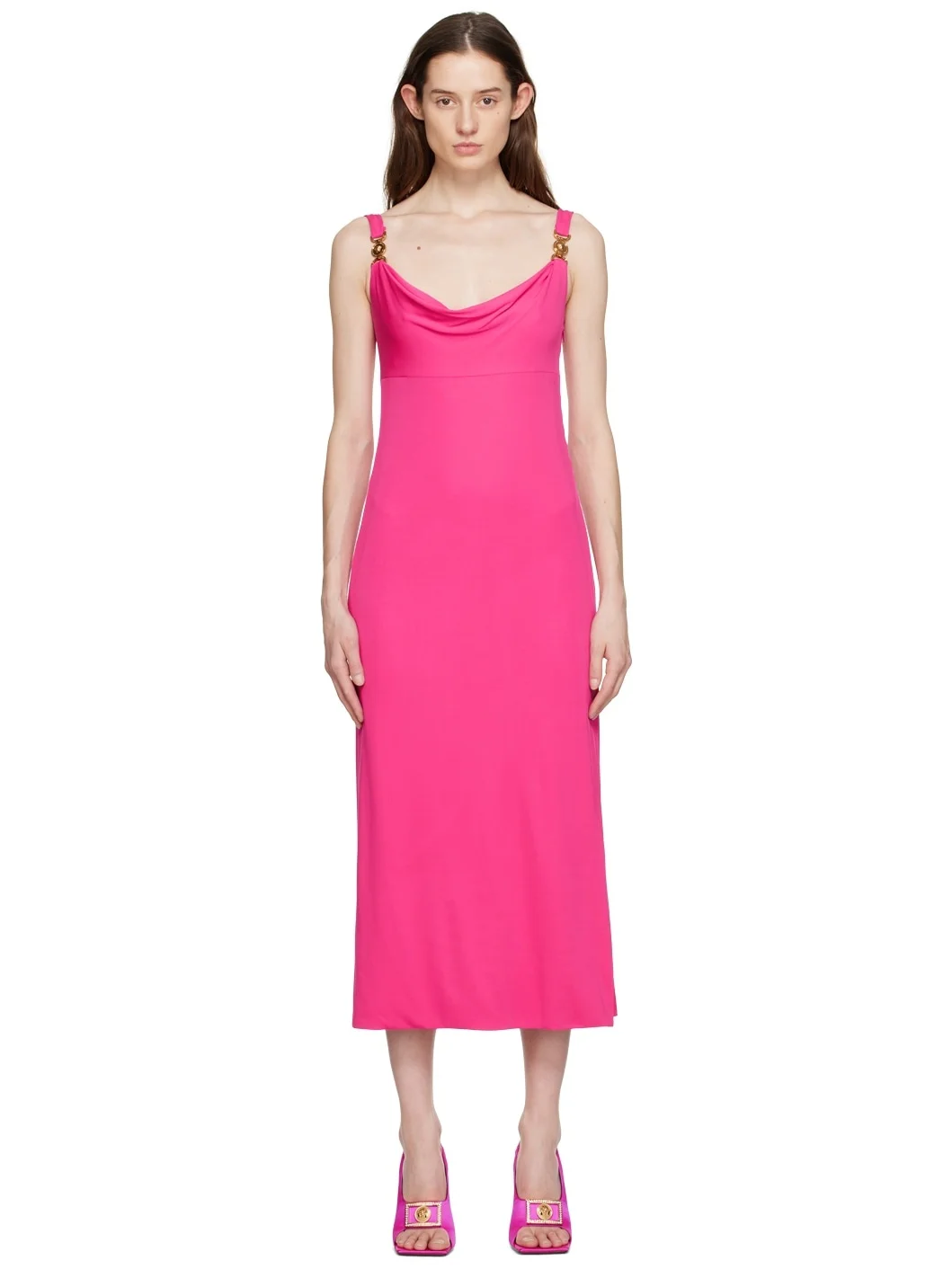 Pink Cowl Neck Maxi Dress - 1