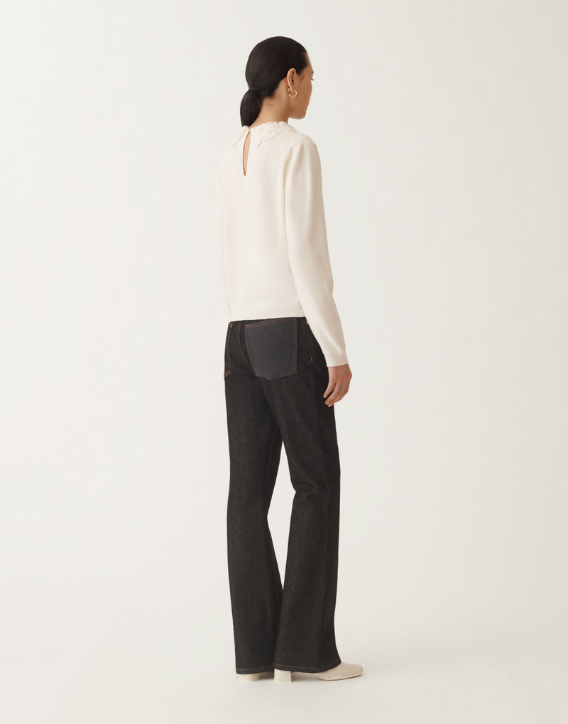 Platinum sweater with macramé lace 4
