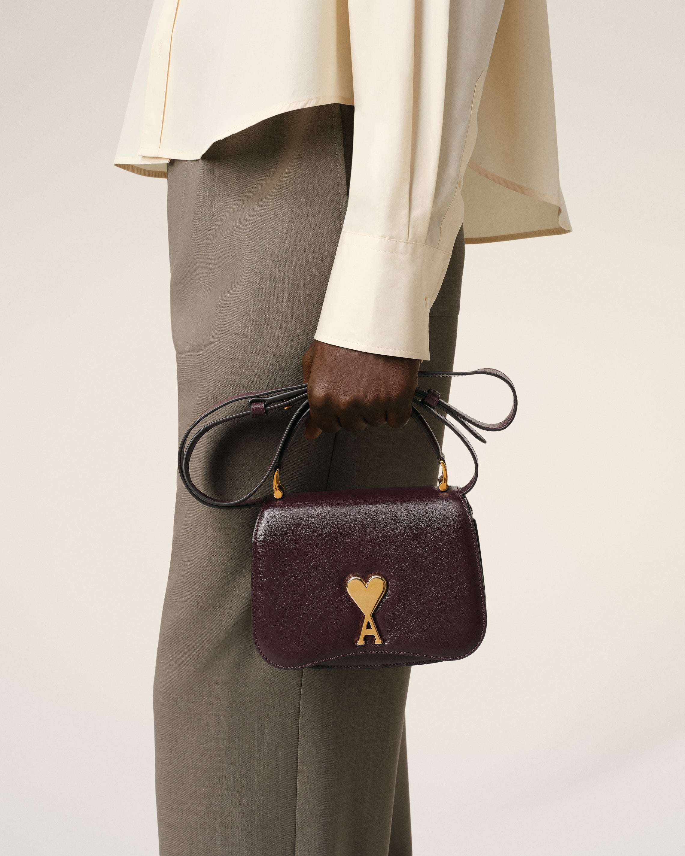 BURGUNDY LEATHER TOP HANDLE PARIS PARIS BAG - 6