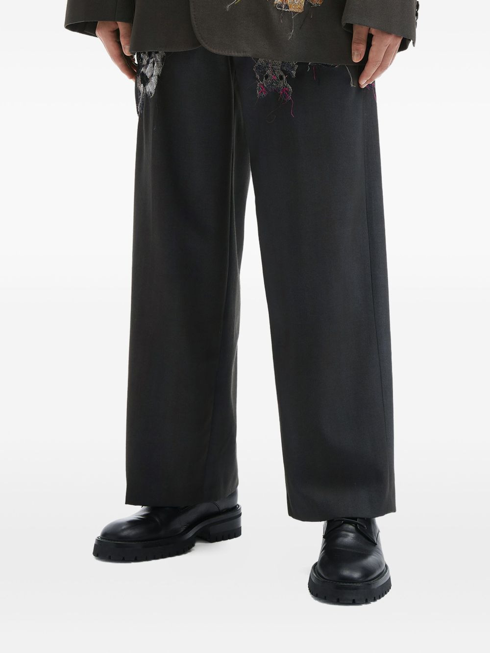 embroidered straight-leg trousers - 3