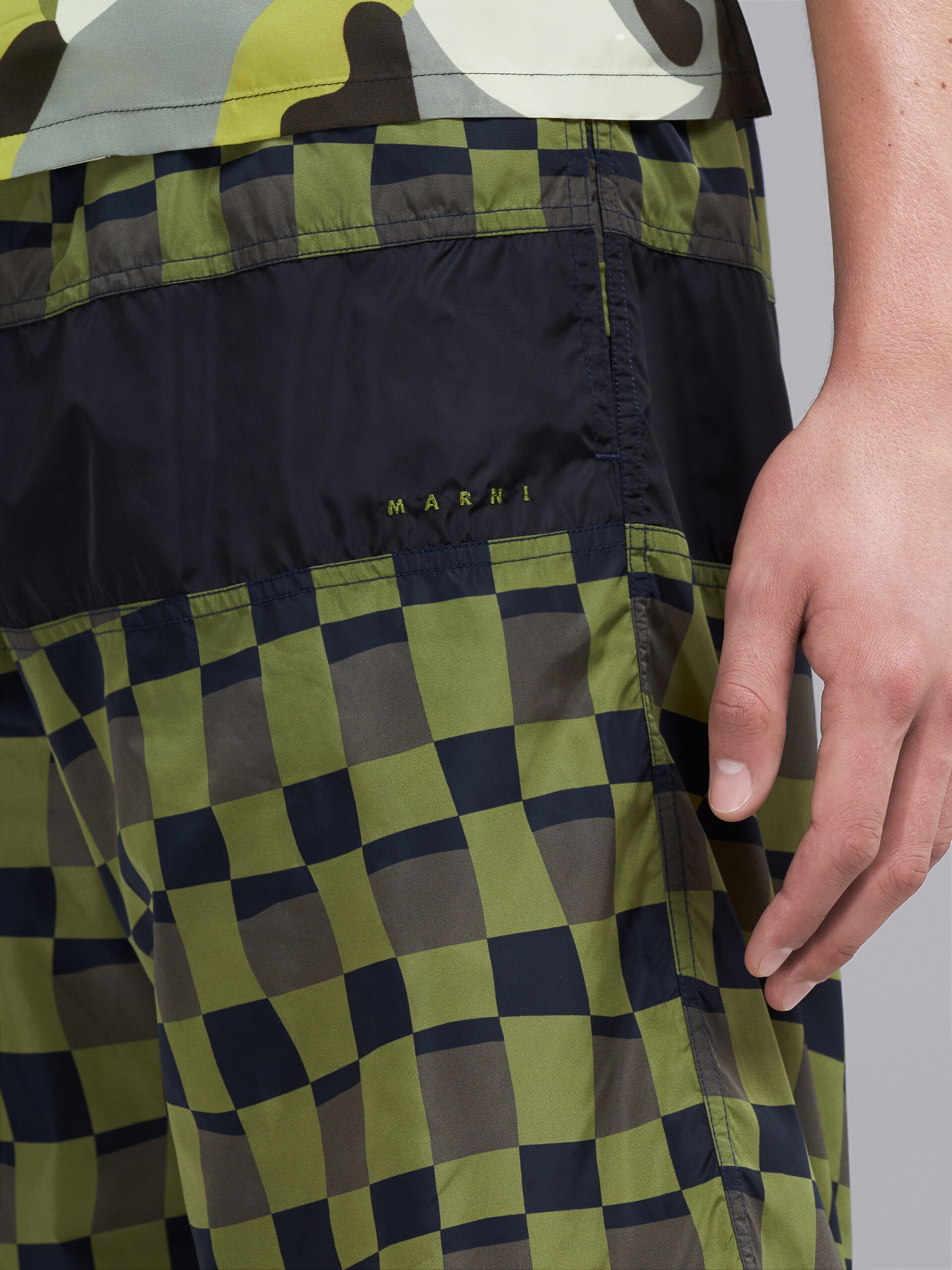 ICONIC DAMIER PRINT NYLON SWIM TRUNKS - 4