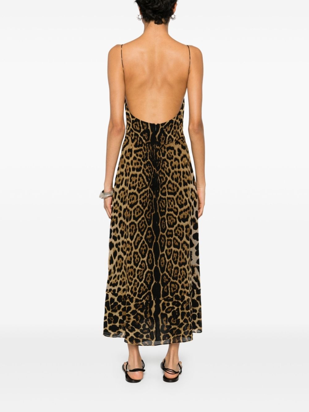 cut-out leopard-print midi dress - 4