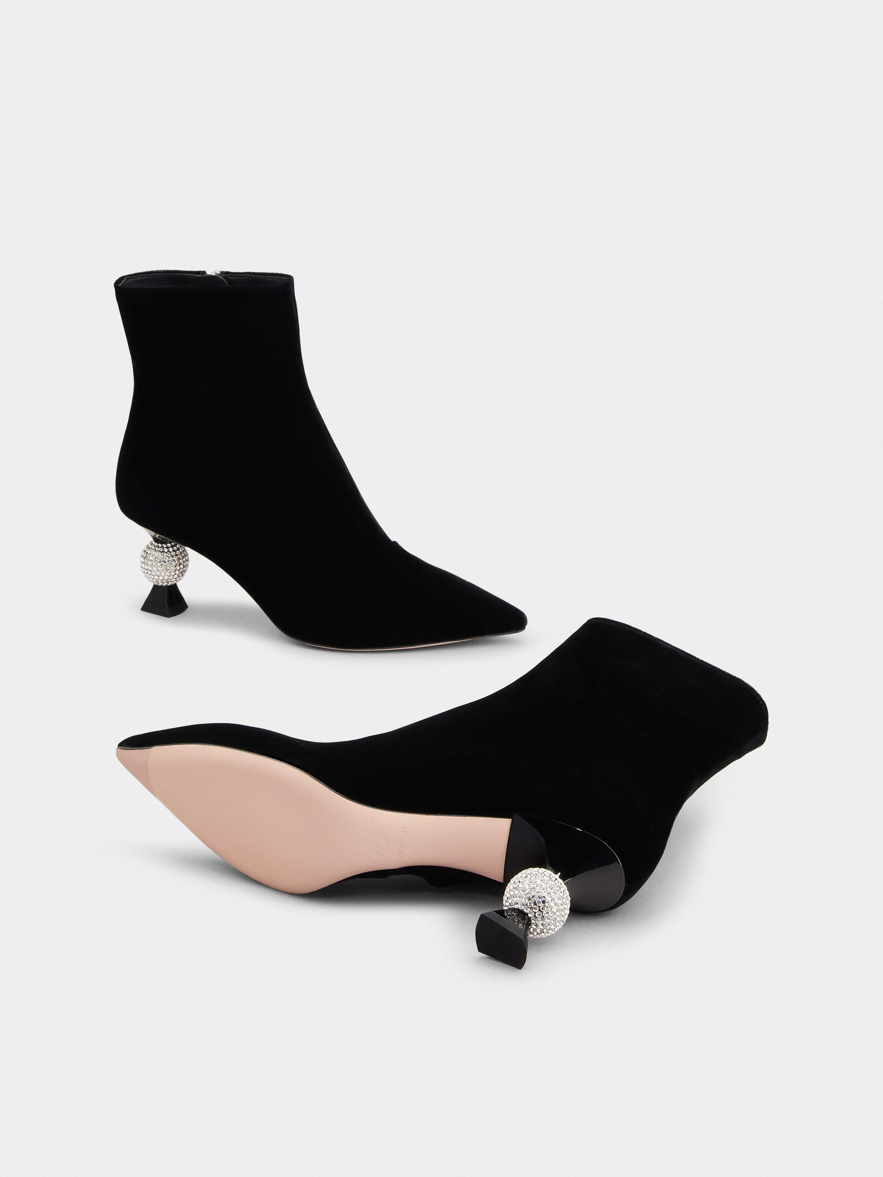 Vivier Marlène Strass Booties in Velvet - 6