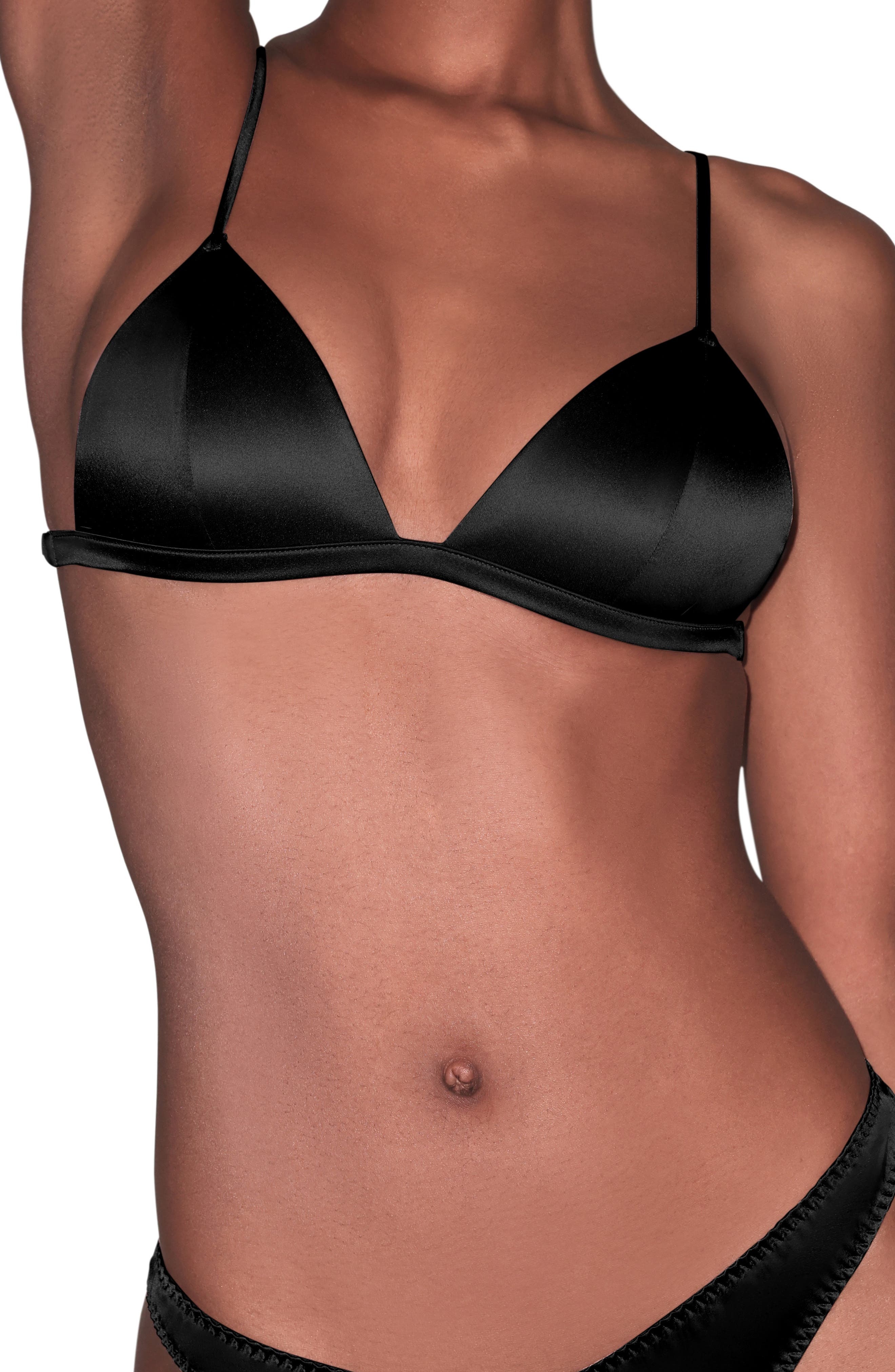 Fleur Du Mal Luxe Wireless Silk Blend Triangle Bra in Black at Nordstrom - 1