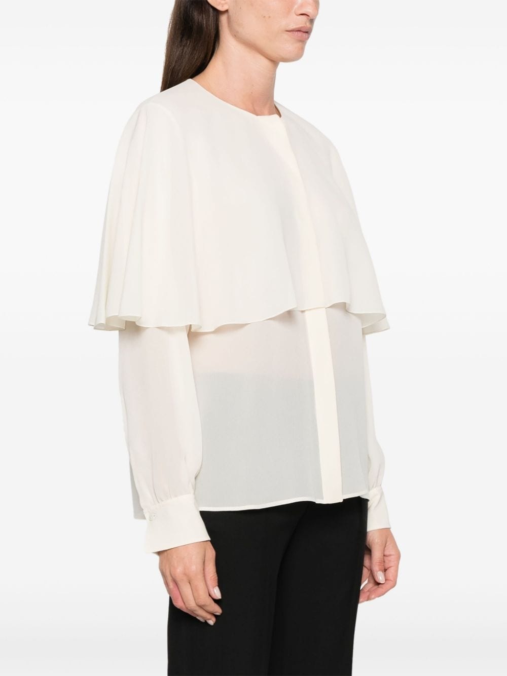 cape-design silk shirt - 3