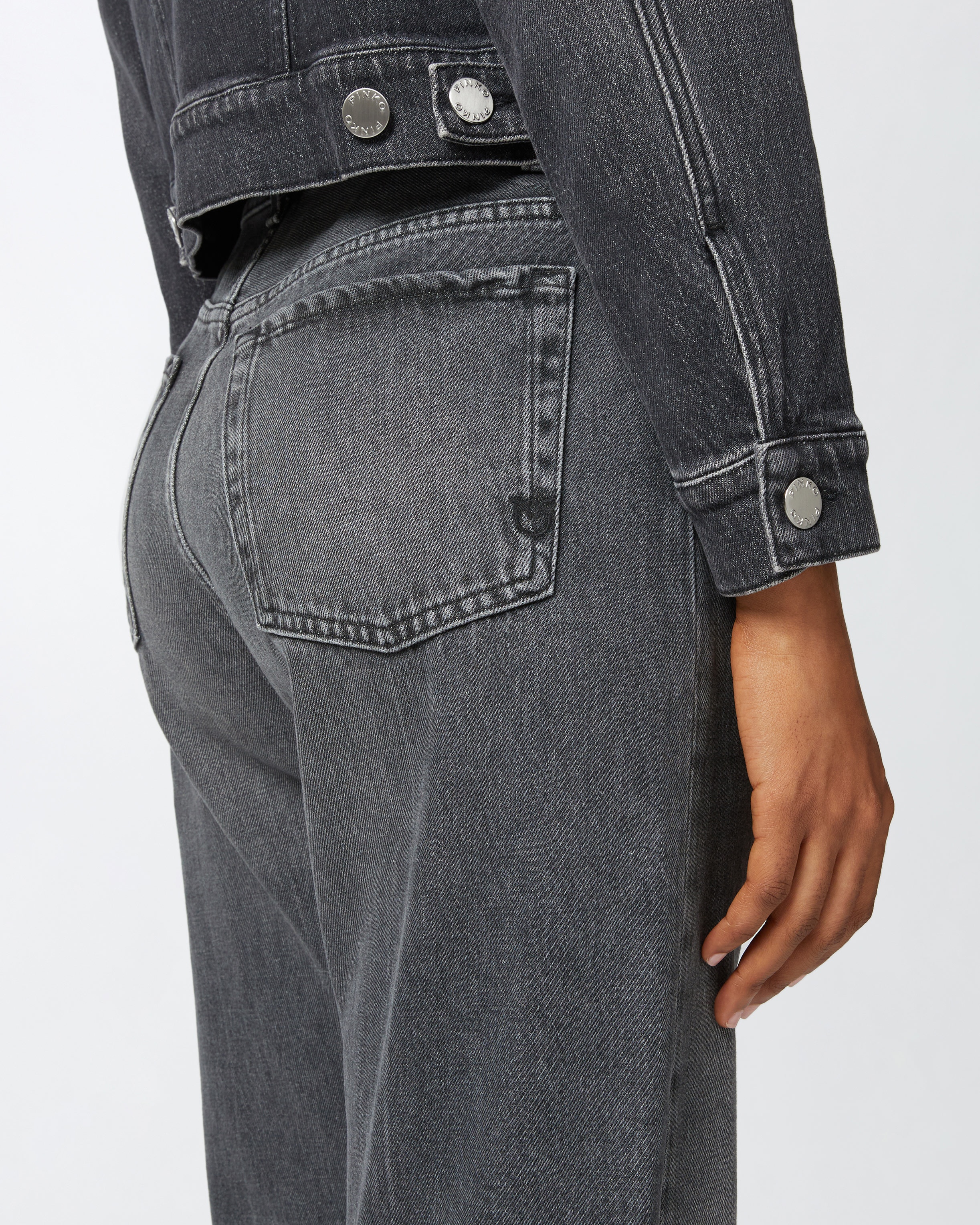 WIDE-LEG GREY VINTAGE DENIM JEANS - 5