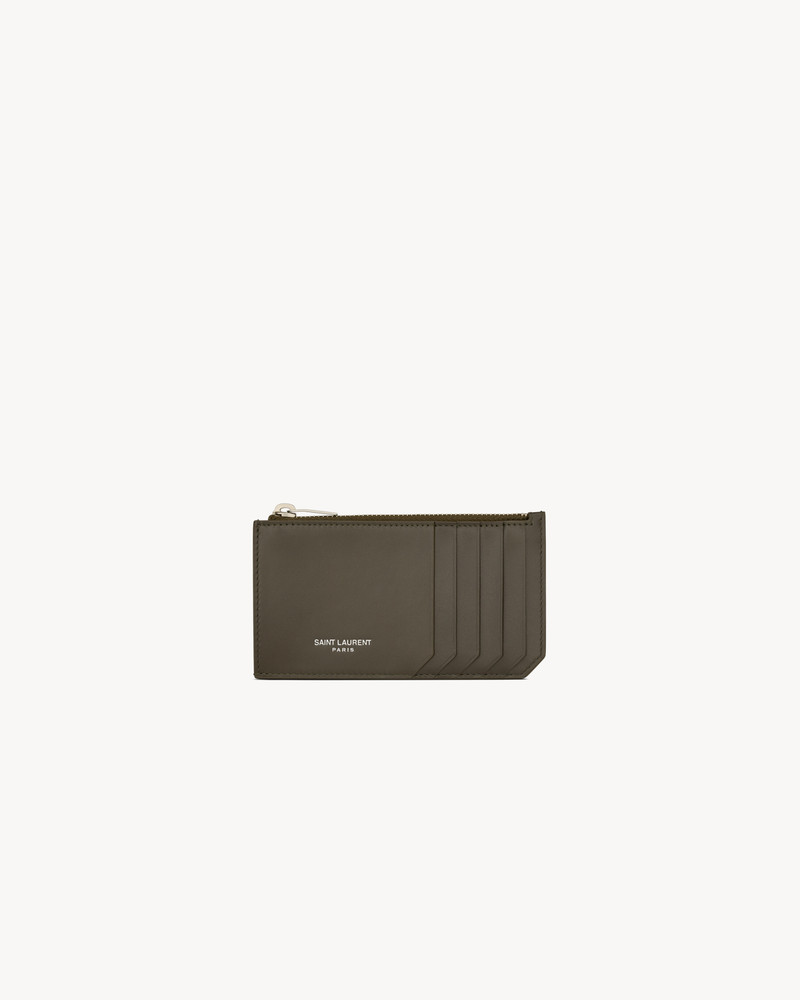 로고 인쇄 Pebble-Grain 가죽 Zipped 카드 홀더 1