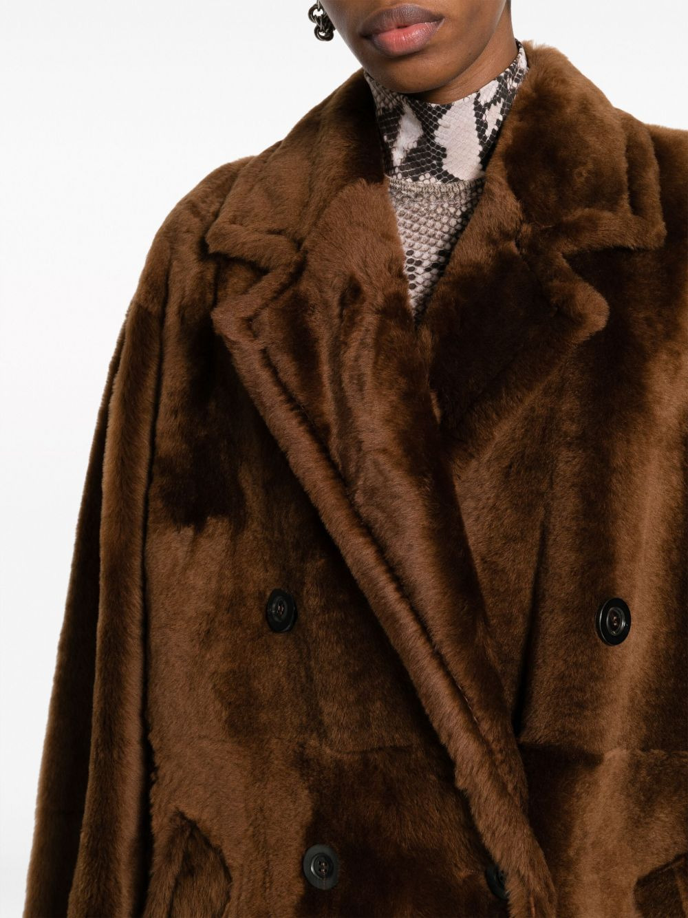 notched-lapels double-breasted coat - 5