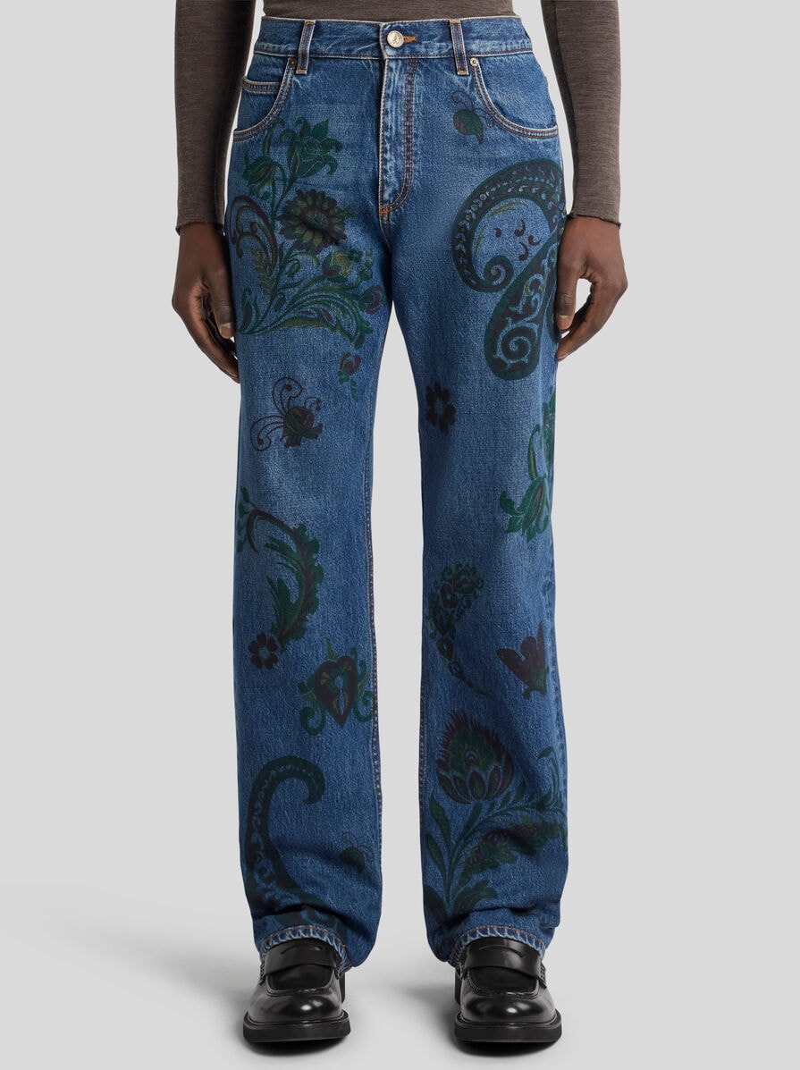 STRAIGHT-LEG JEANS WITH PRINT - 2