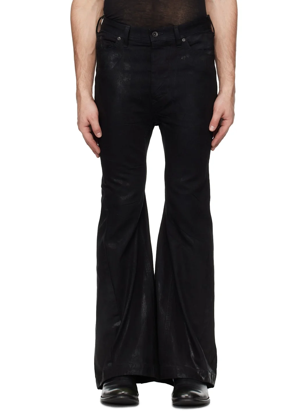 Black Flared Jet Jeans - 1