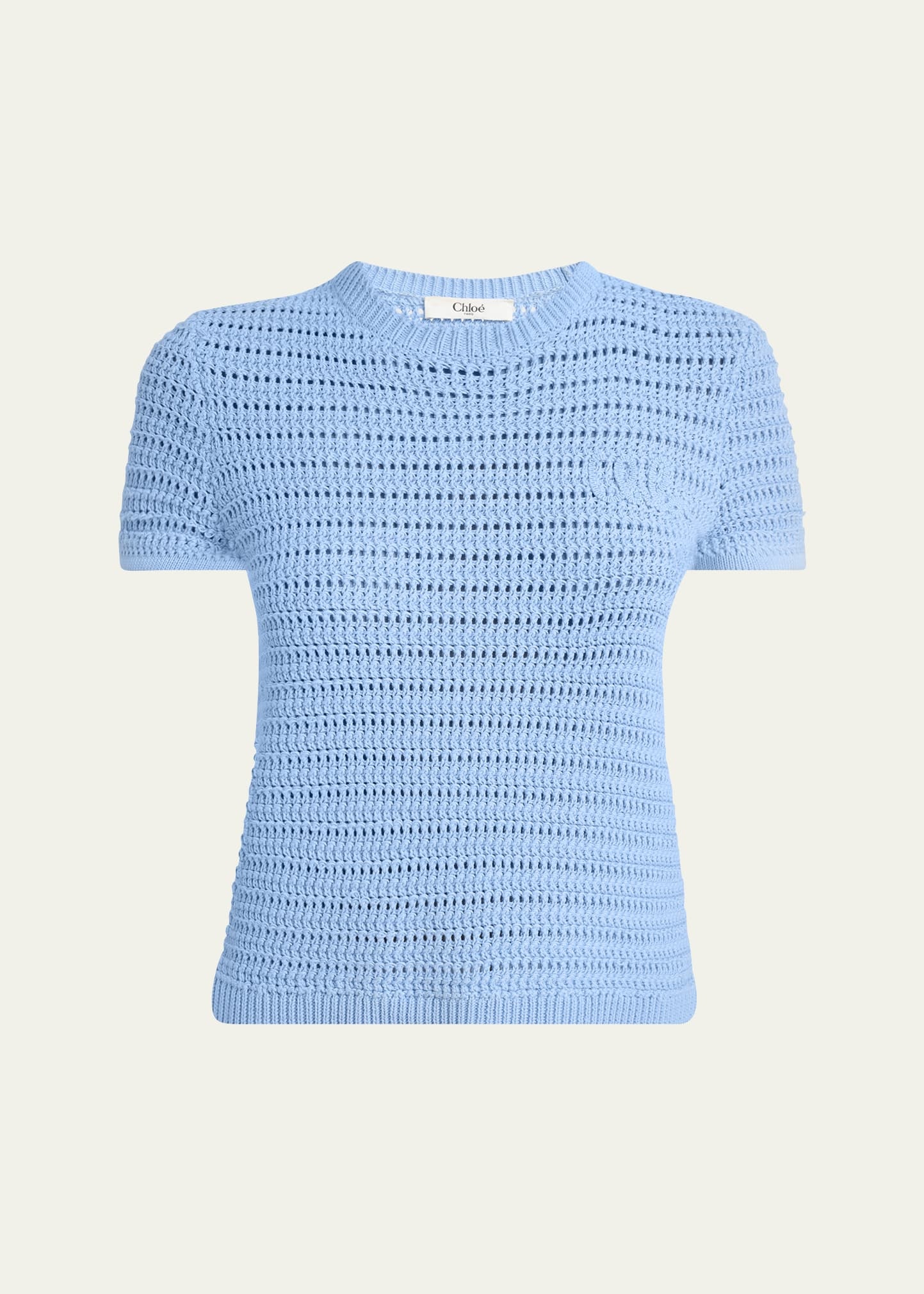 Open-Knit Logo Embroidered Top - 1