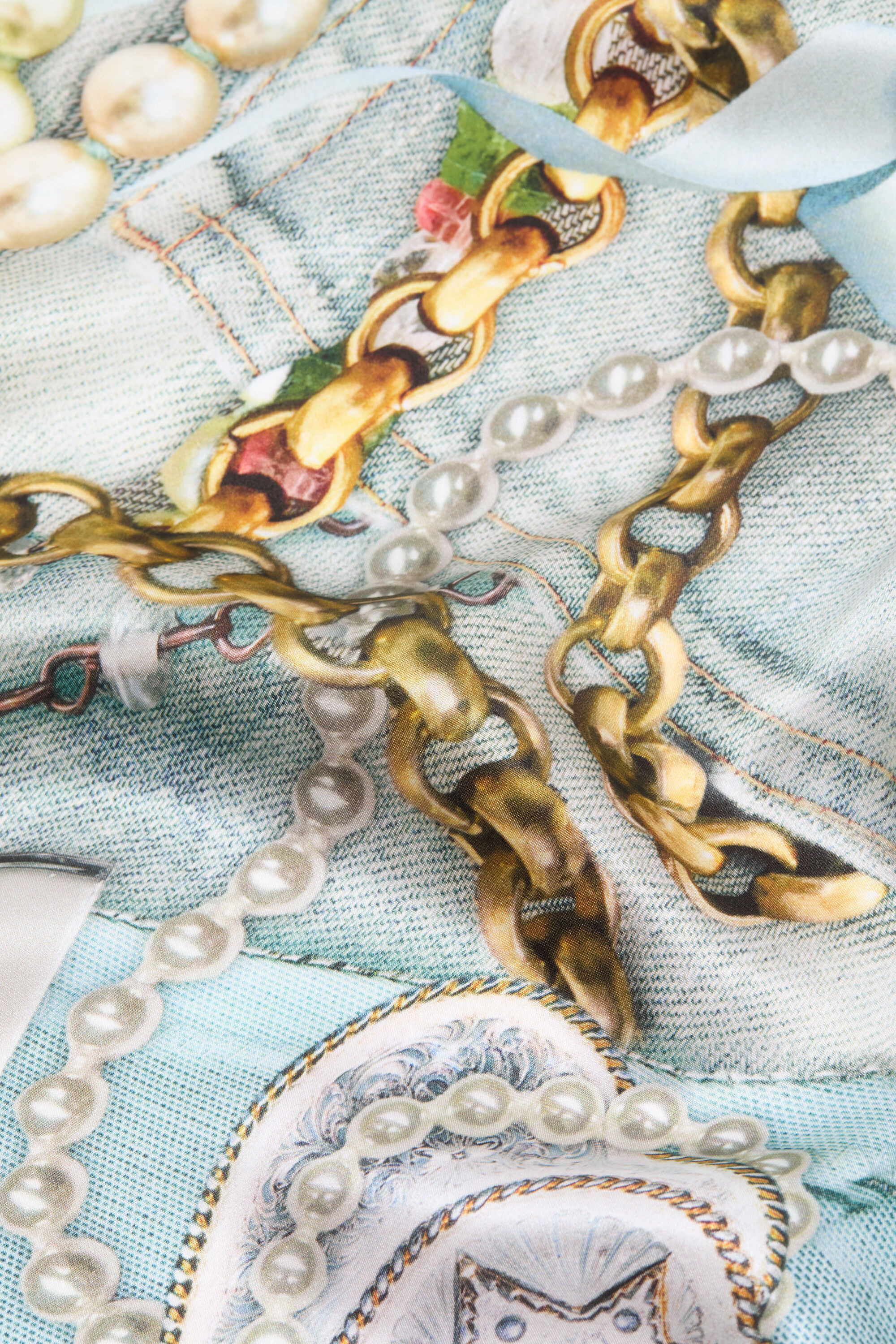 Printed silk scarf - White Multicolor - 5
