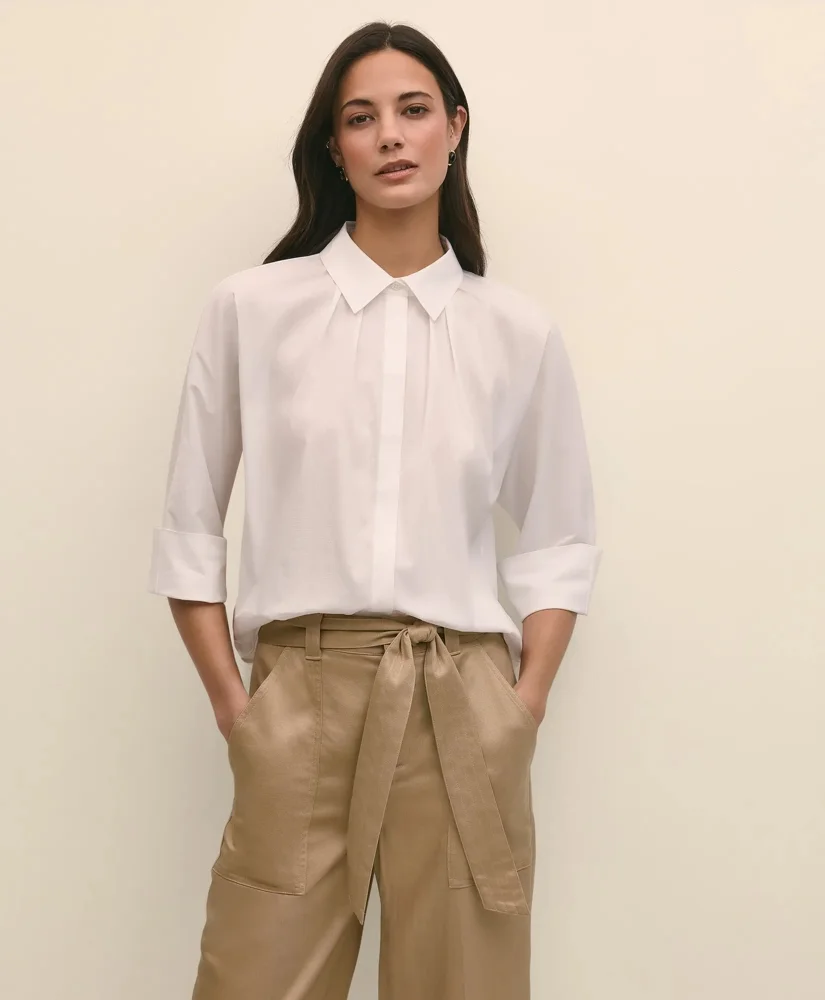 Cotton Dobby Relaxed Dolman-Sleeve Shirt - 1