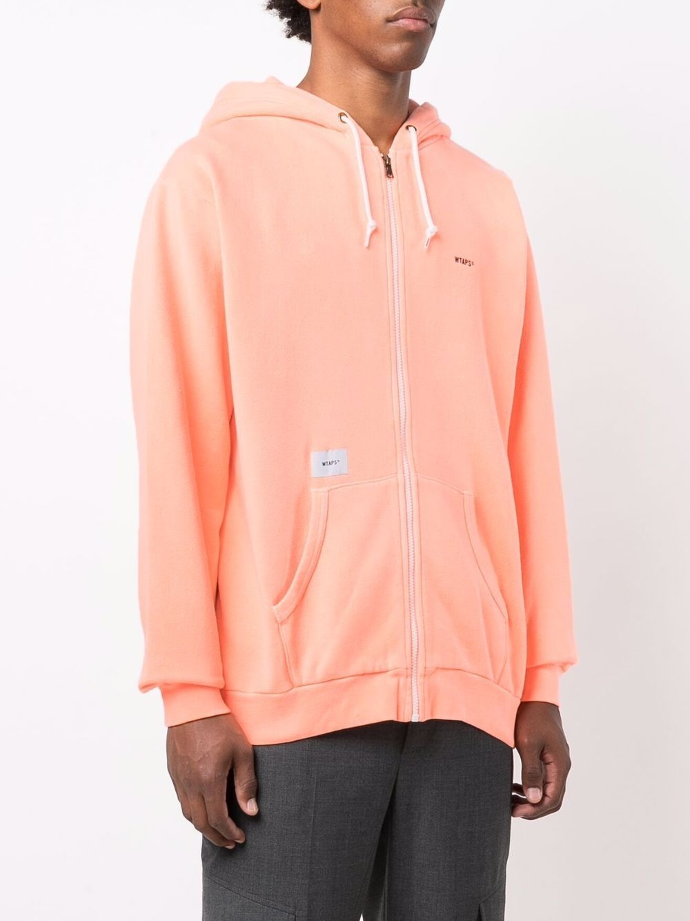 logo-embroidered zip-up hoodie - 4
