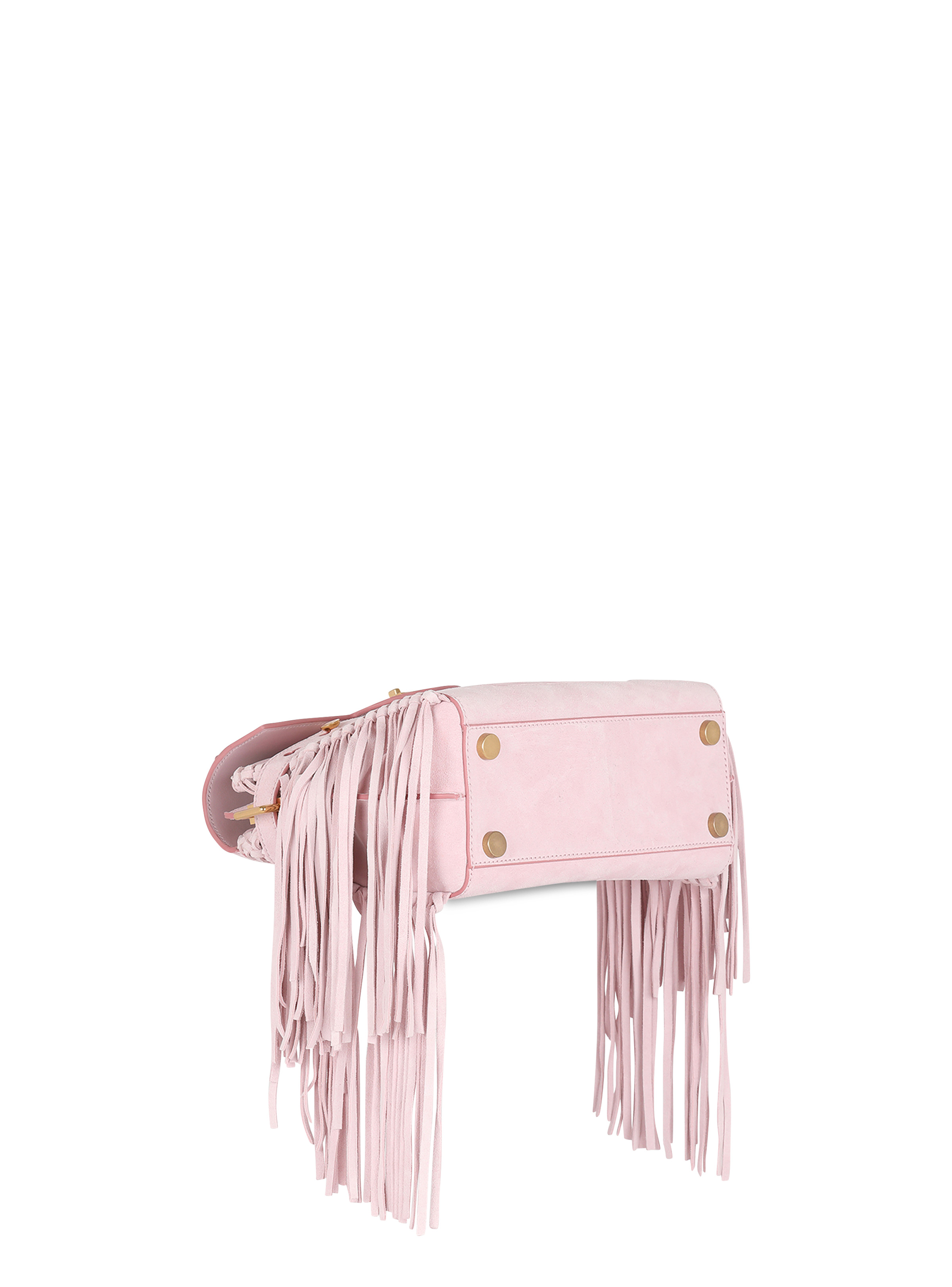Pink embossed suede B-Buzz 23 bag with fringe - 5