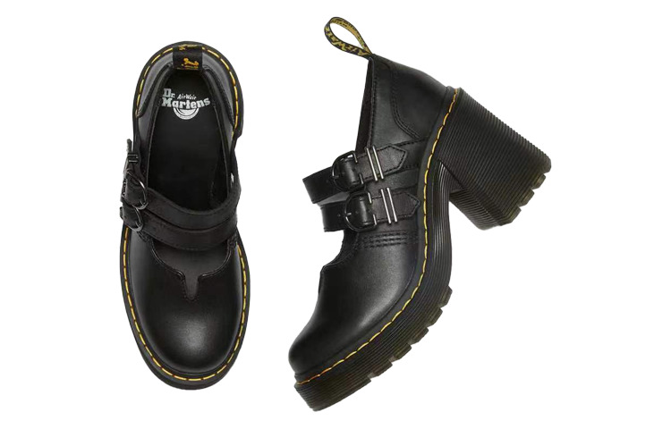 (WMNS) Dr. Martens Eviee Sendal Leather Heeled Shoes 'Black' 27371001 - 4