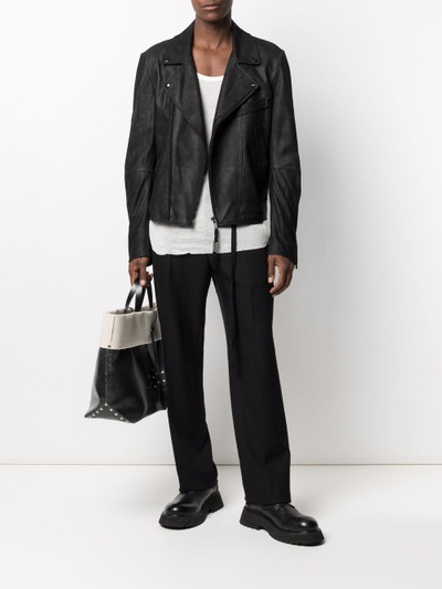 Ann Demeulemeester asymmetric leather biker jacket outlook